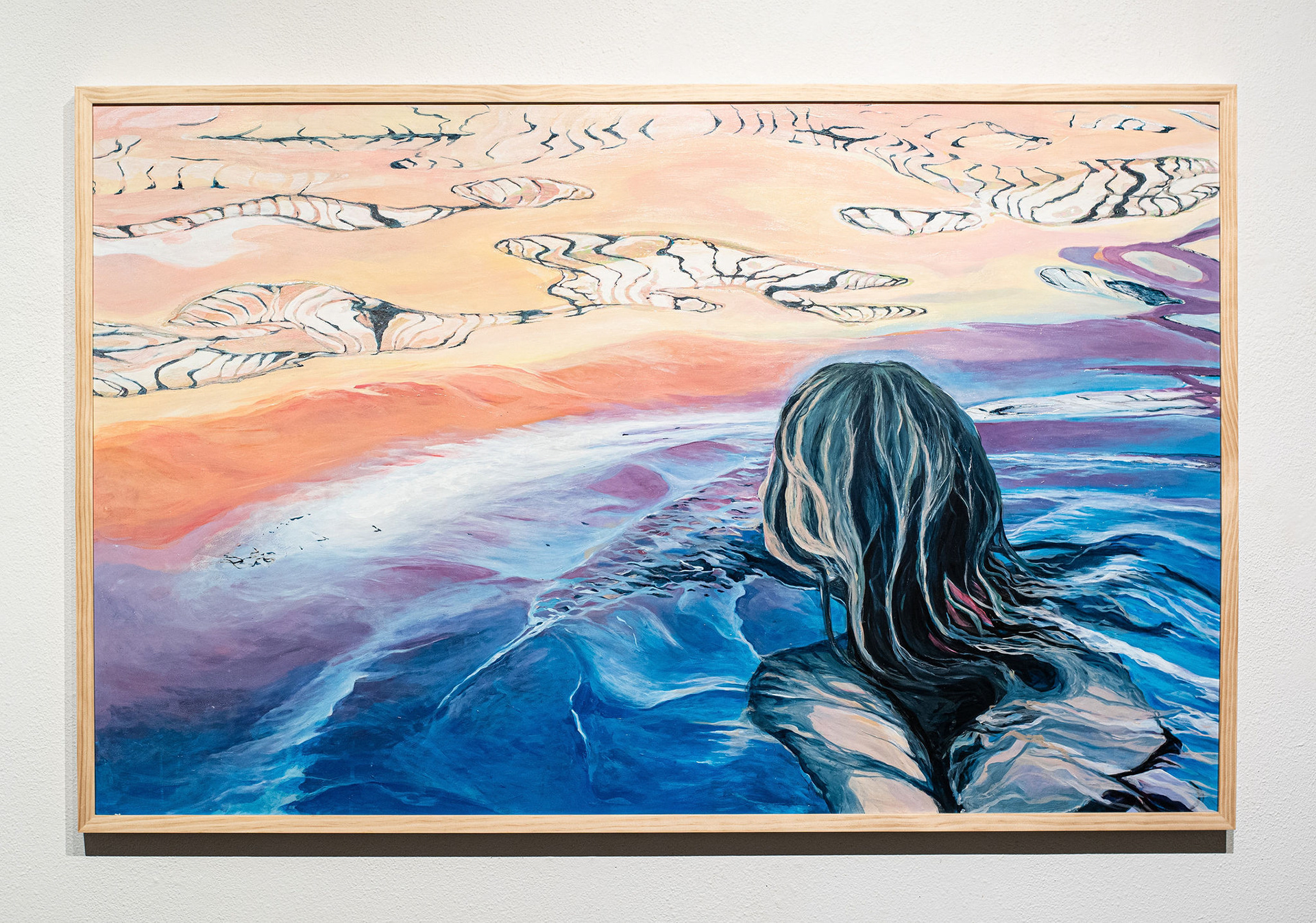 Setting, 2021, acrylic and heat transfer foil on board, 30in x 48in