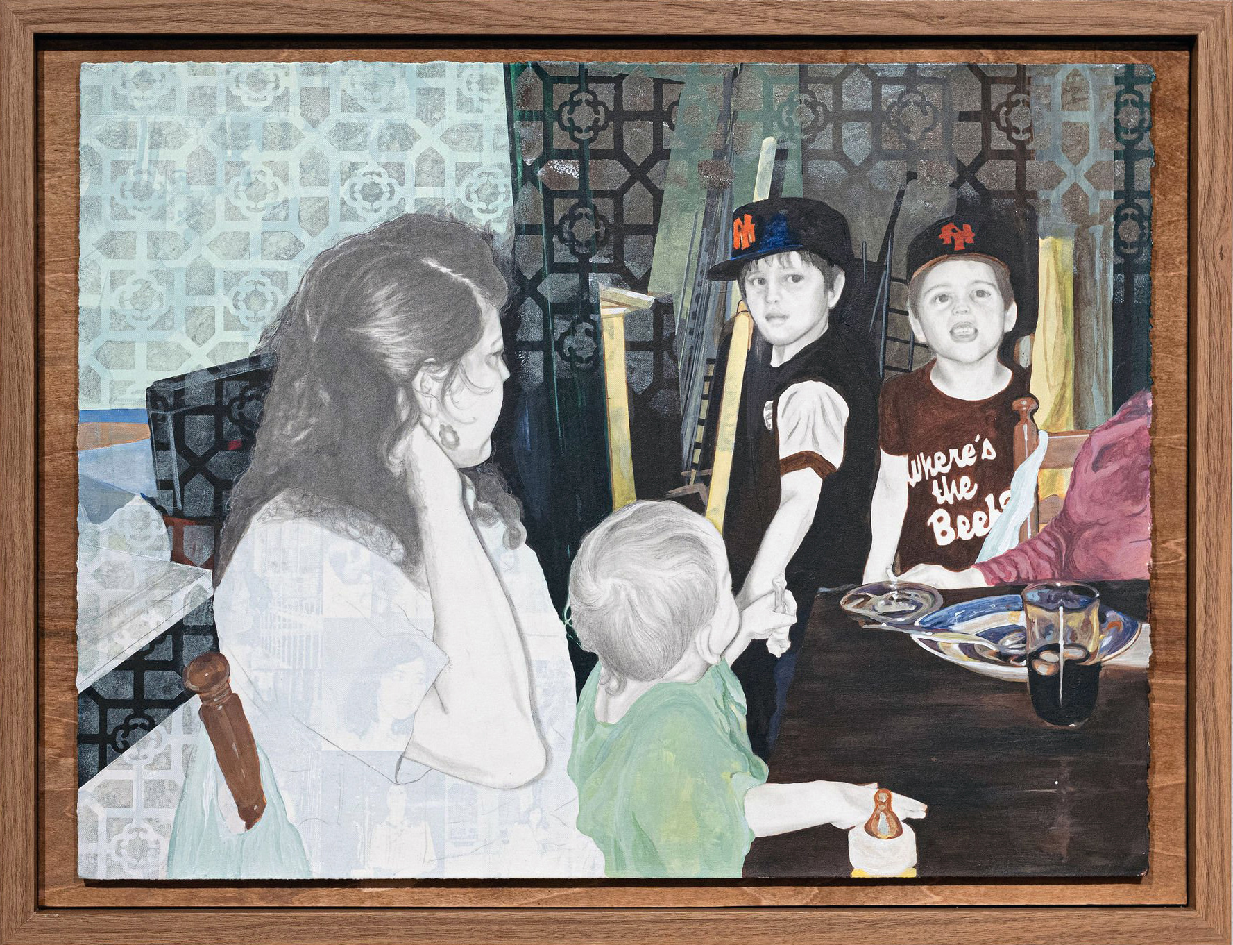 We IntWhere's the Beef?, 2024, graphite, acrylic, and silkscreen on paper, 17in x 20in