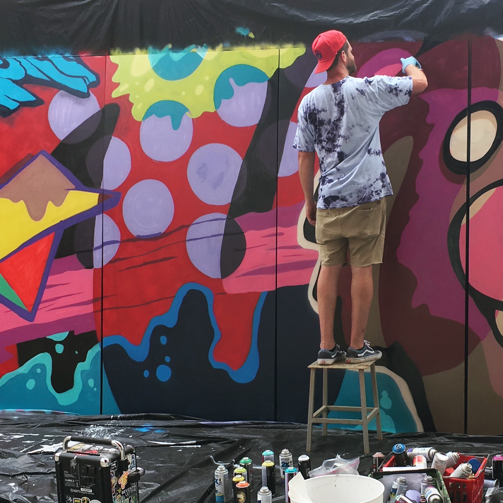 Visiting artist Marc Fresh live painting during BRCC Arts Fest