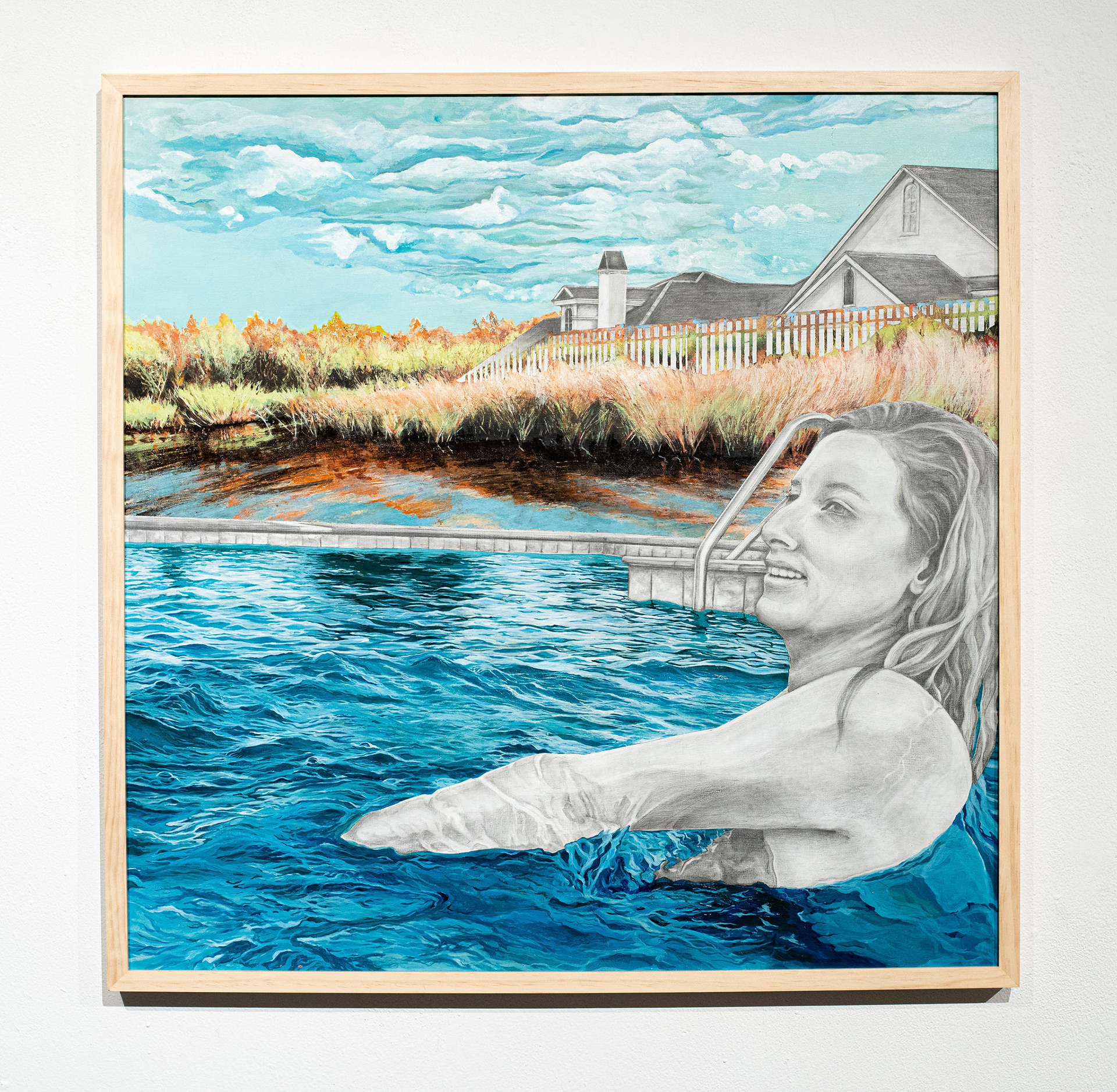 Safer Over Here, 2021, graphite and acrylic on board, 31in x 31in