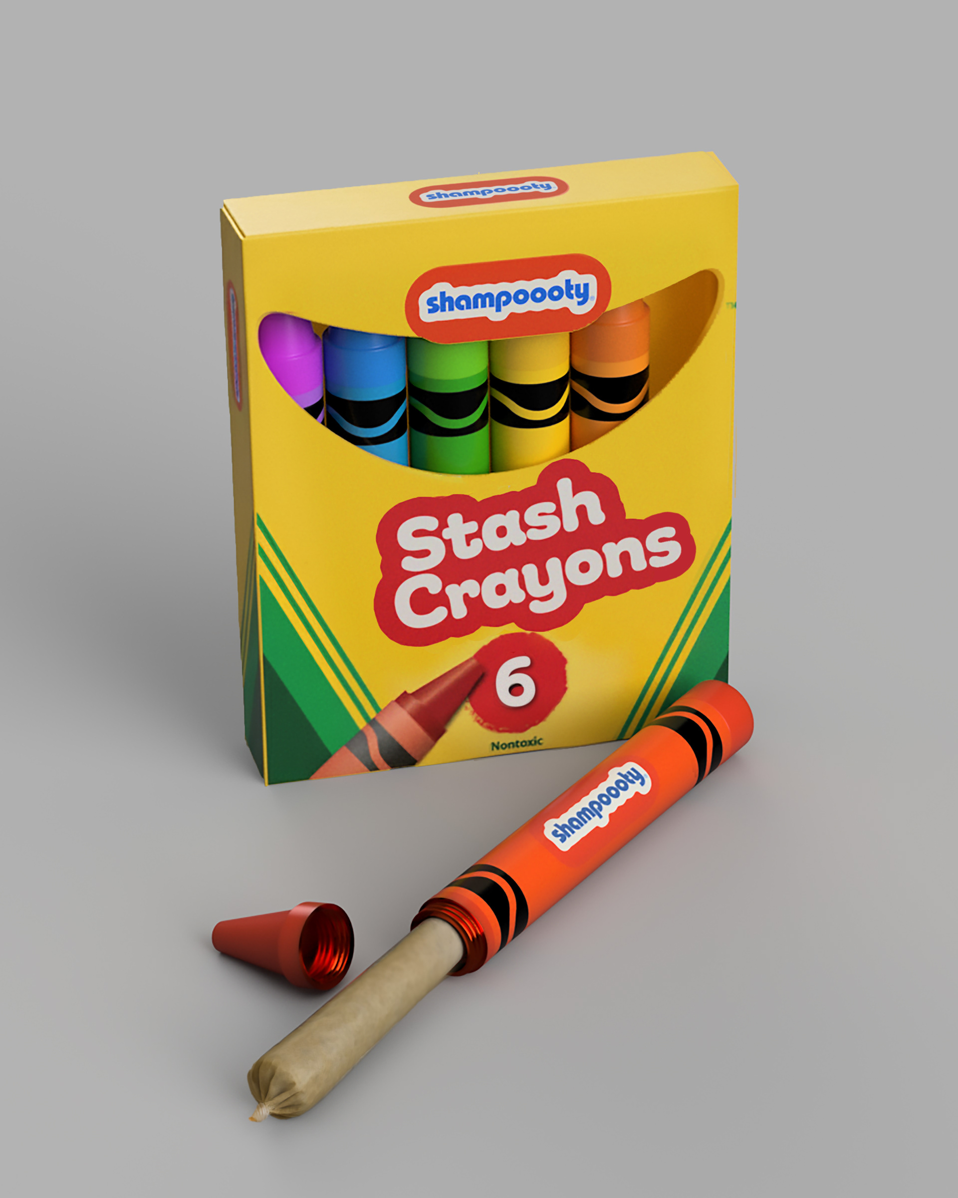 Stash Crayons 6 x 4.4 x .75 in,  machined aluminum, cardboard, vinyl, 2024