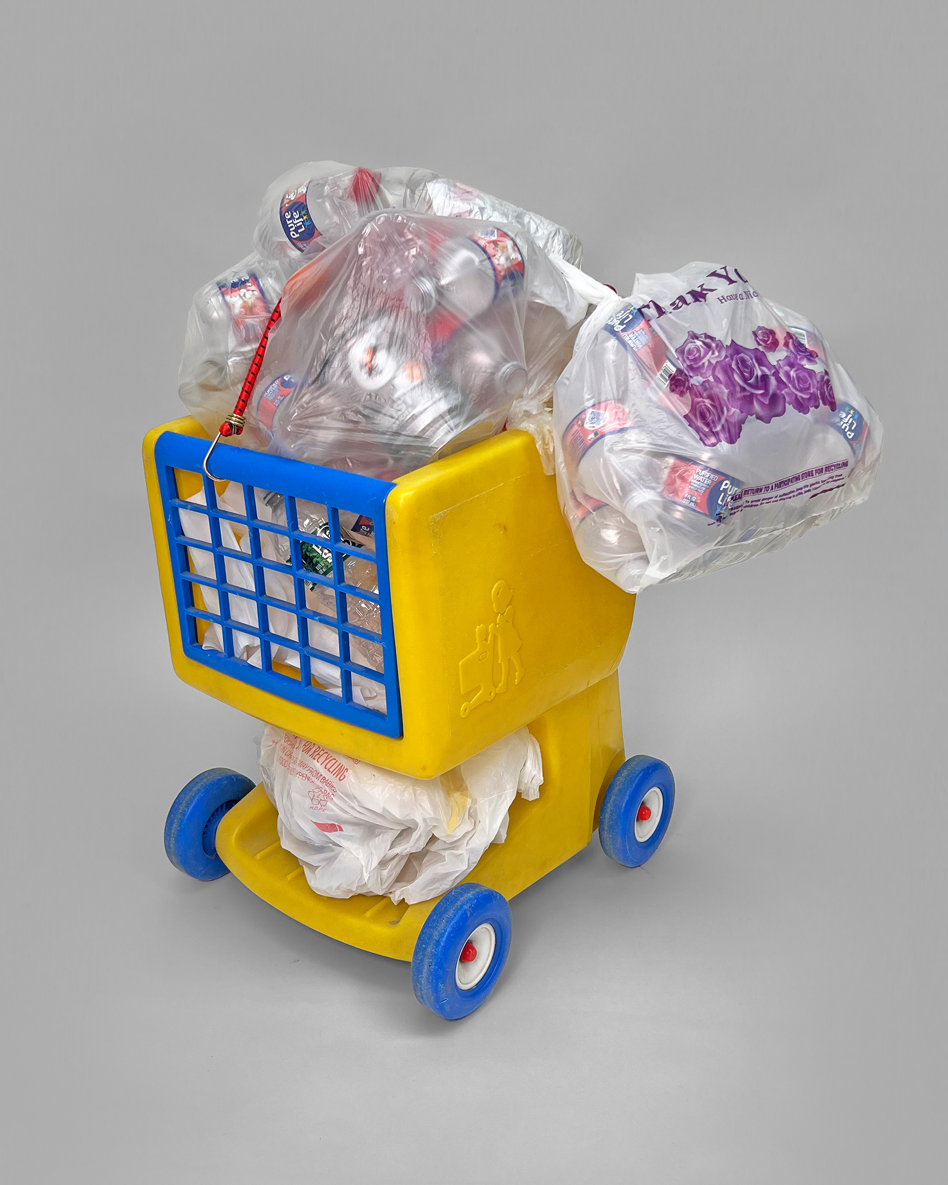 Shopping Cart  35 x 16 x 22 in, mixed media, rare toy assemblage,