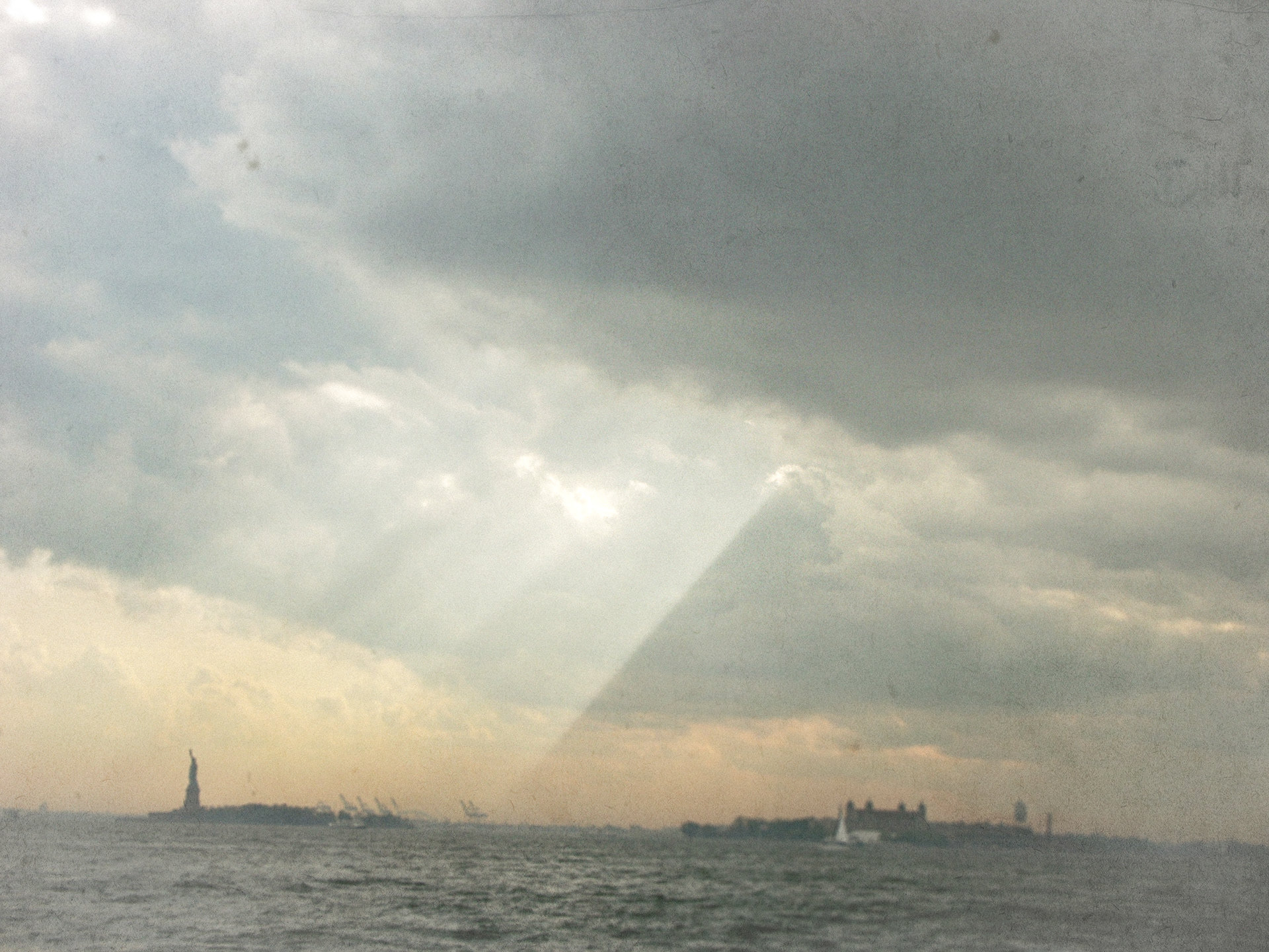 Modified image to highlight the rays, brighten the image, and to make the image look aged.