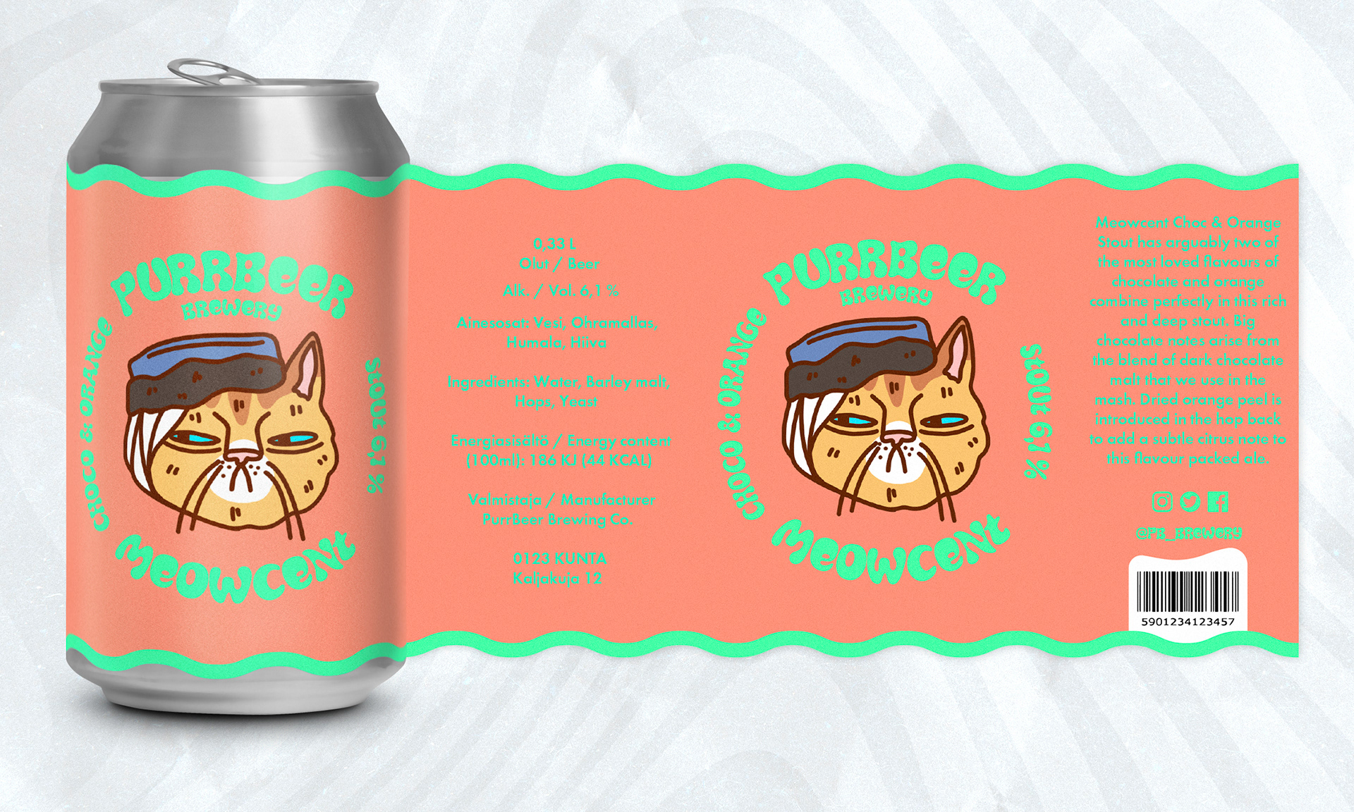 Meowcent Stout label