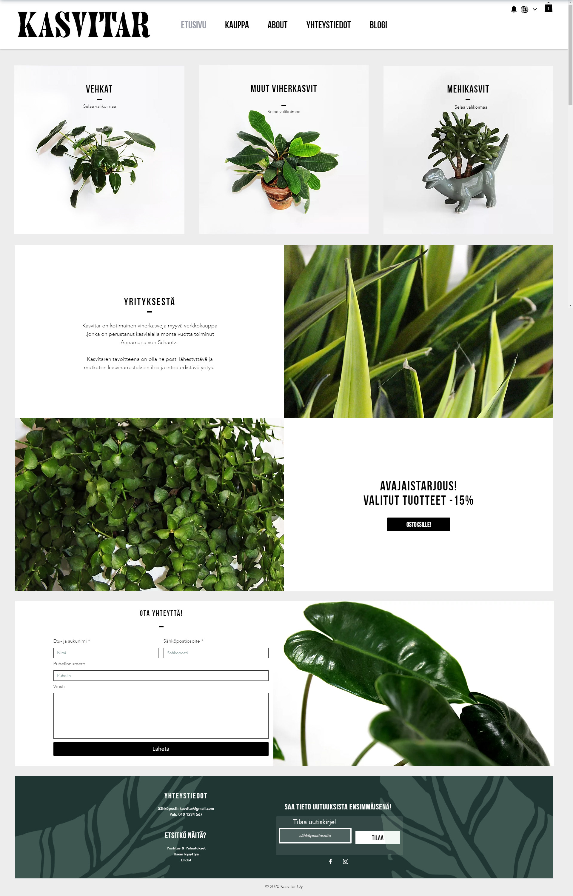 Overview of landing page