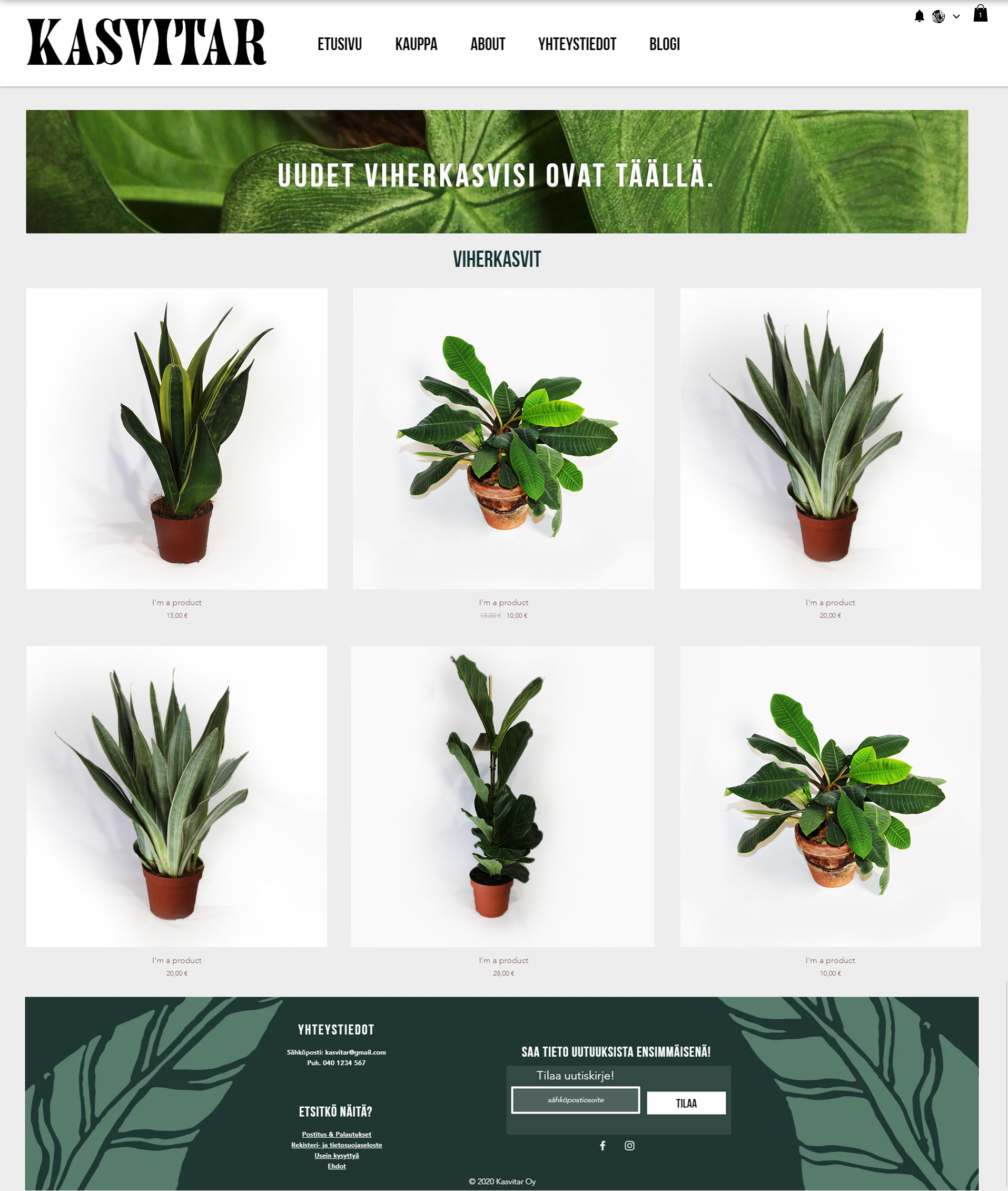 Overview of website product category page layout