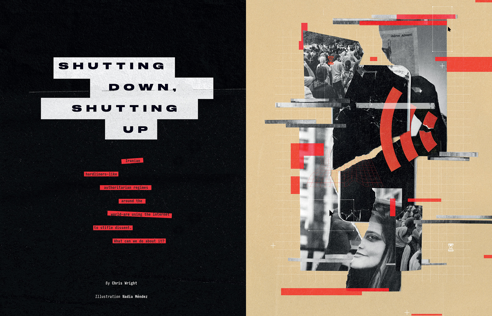 Opener feature, printed magazine