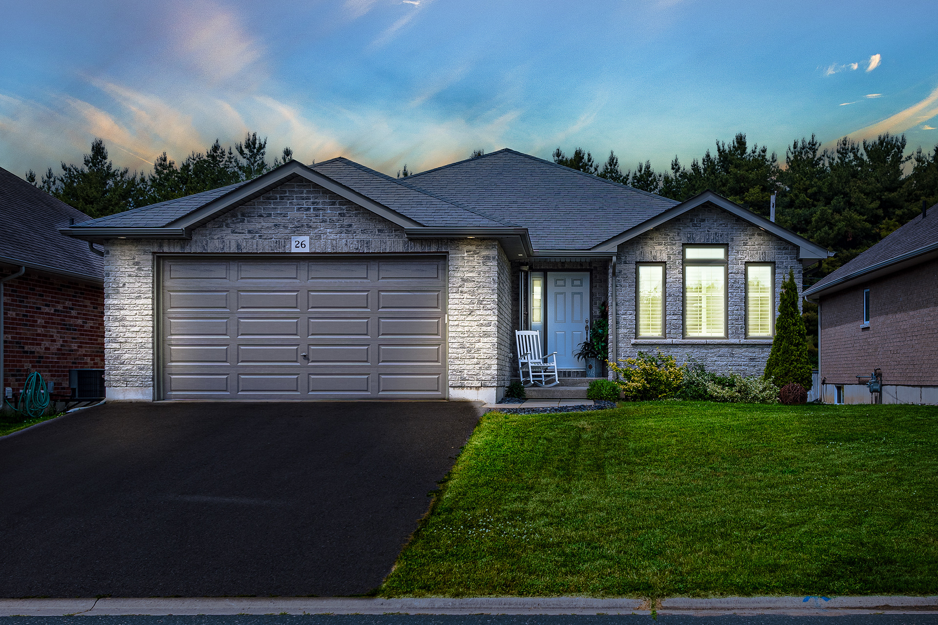 Twilight photography that enhances curb appeal and evening atmosphere.