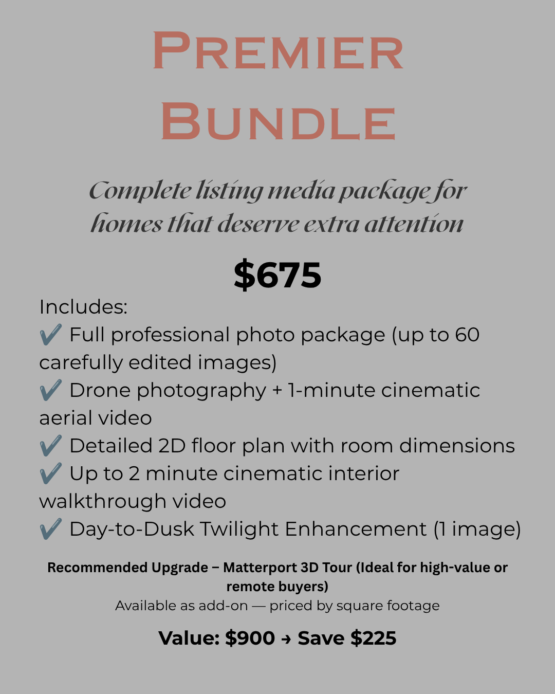 Built for high-end properties. Full interior and aerial coverage, pro video, and that twilight magic