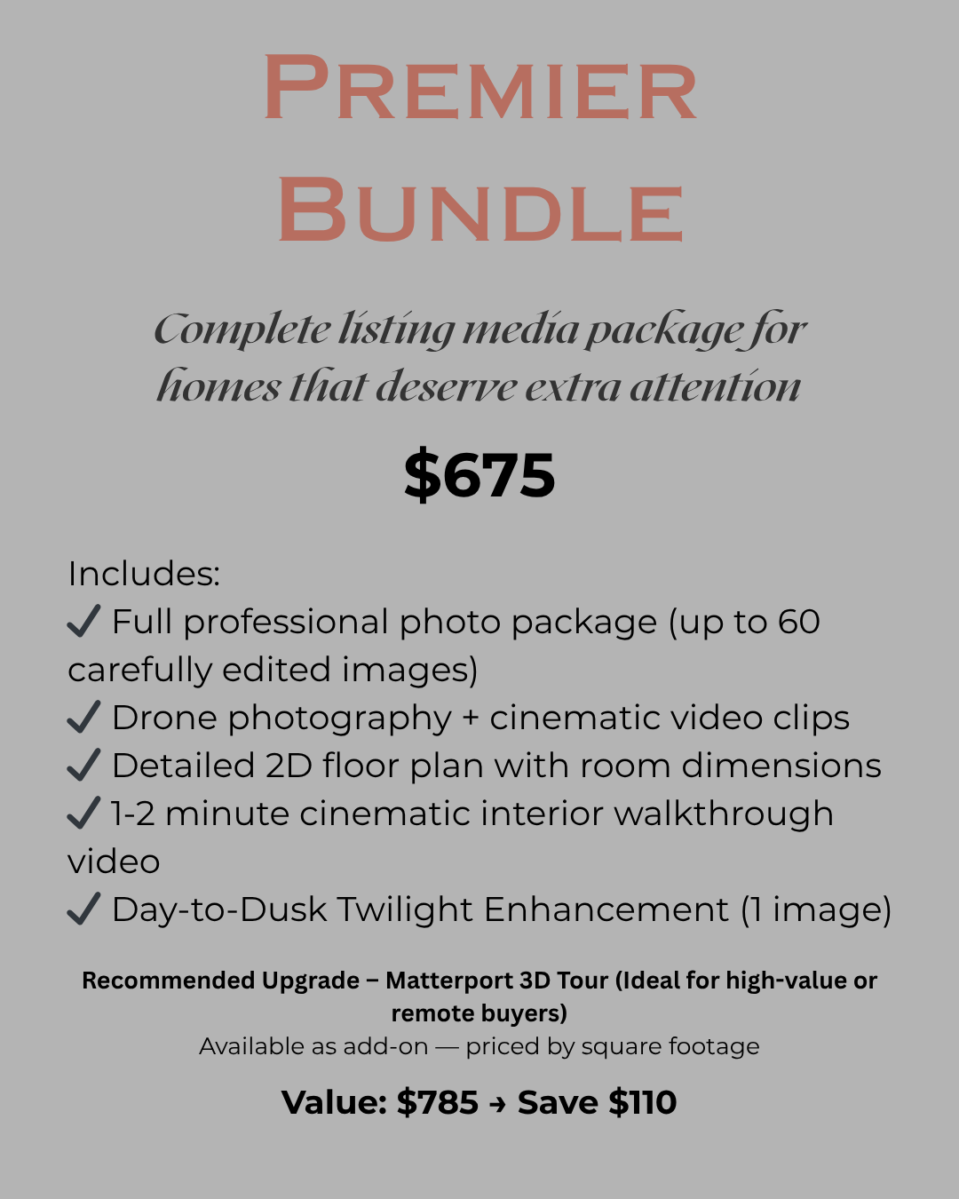 Built for high-end properties. Full interior and aerial coverage, pro video, and that twilight magic