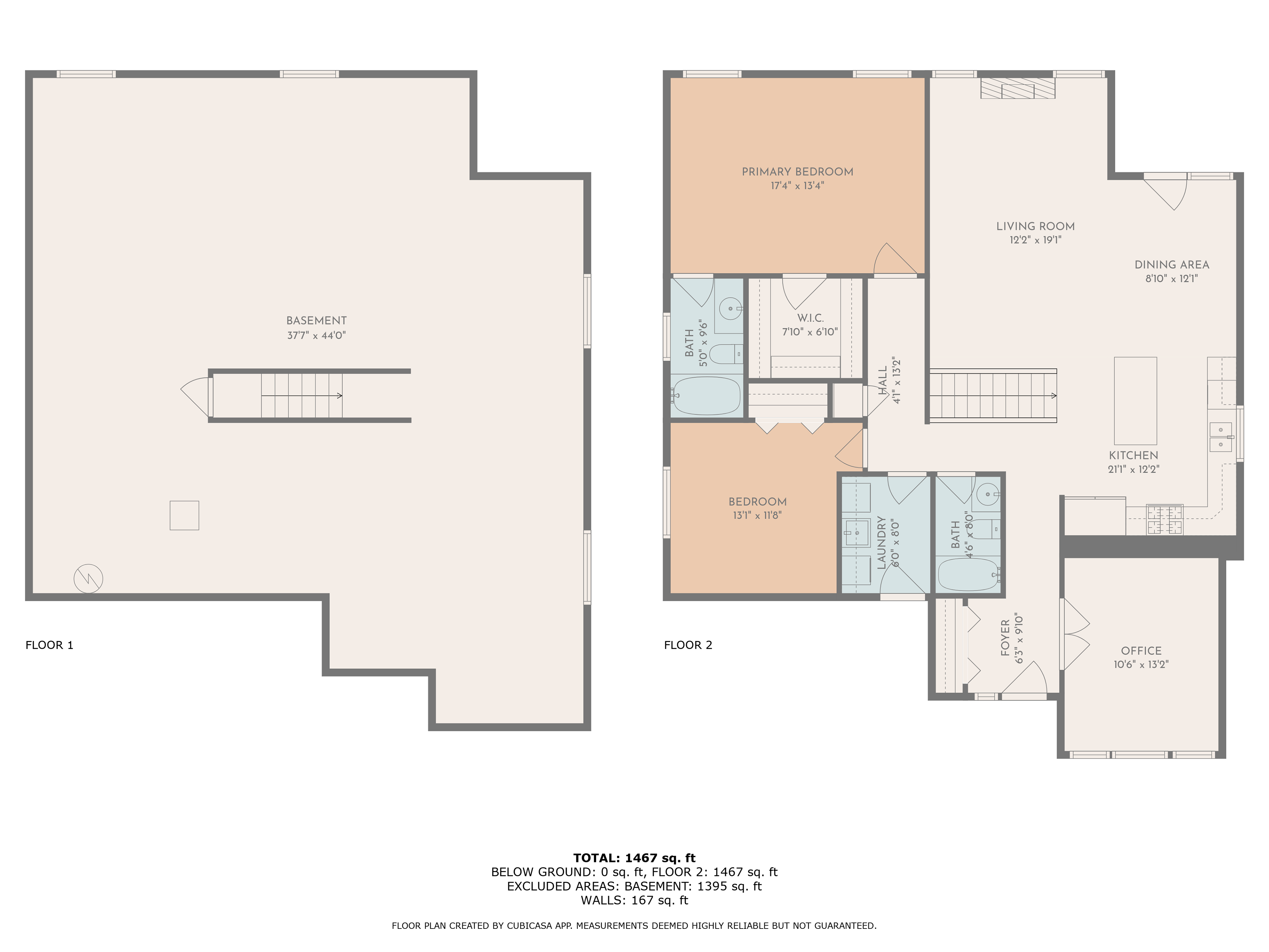 2D floor plan of single-family home created using CubiCasa in Brighton, Ontario