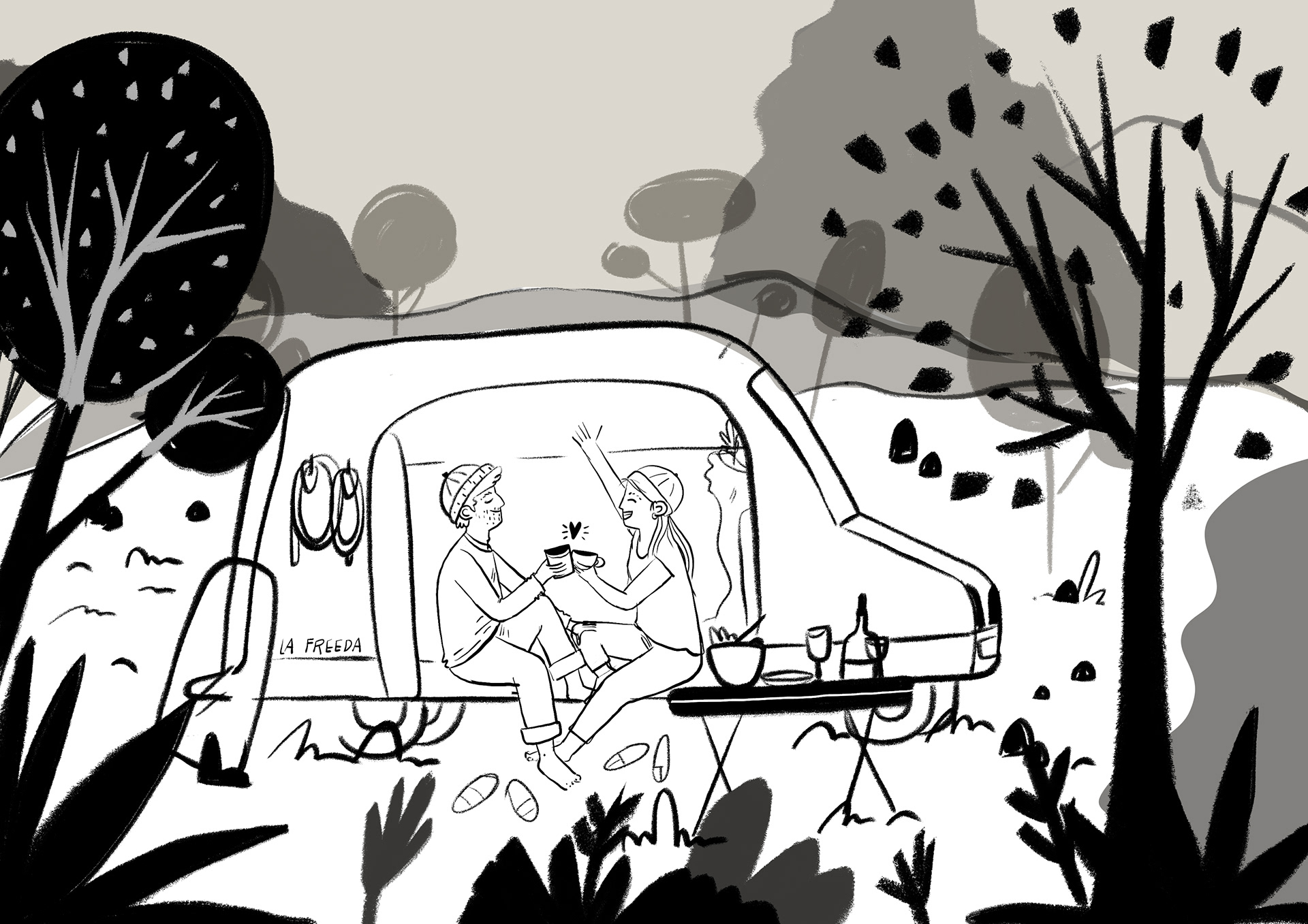 Boceto en escala de grises