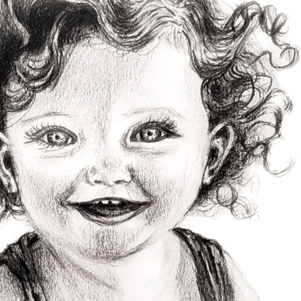 Portrait au graphite A4 - Rachel Volery - Graphiste & Illustratrice - Genève