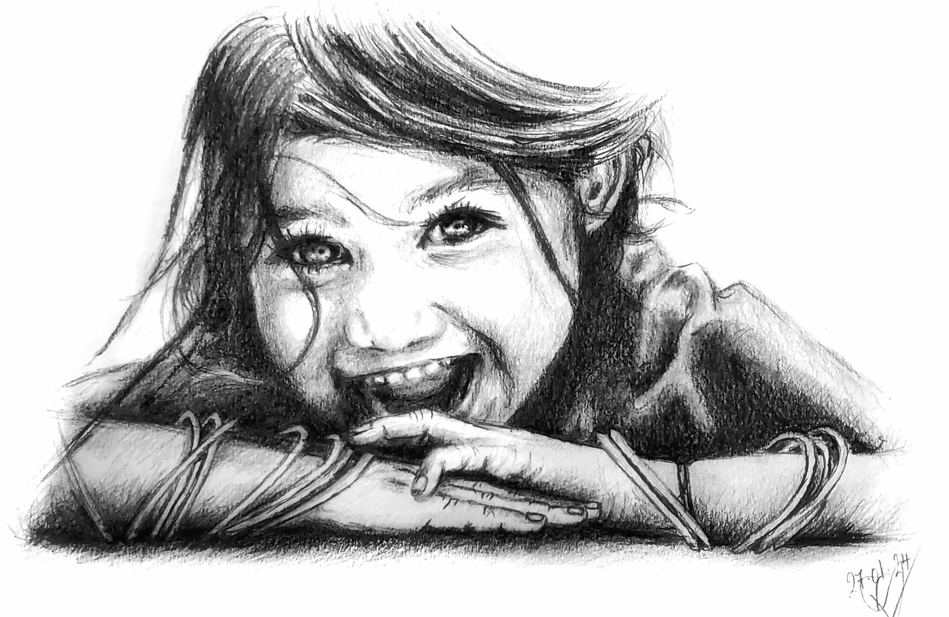 Portrait au graphite A4 - Rachel Volery - Graphiste & Illustratrice - Genève