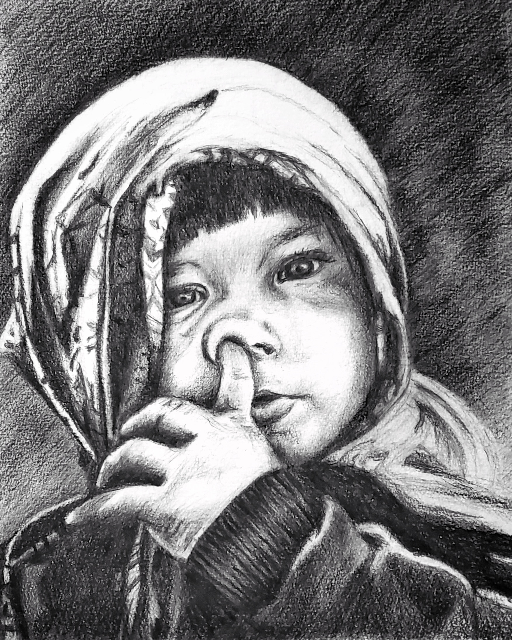 Portrait au graphite A3 - Rachel Volery - Graphiste & Illustratrice - Genève