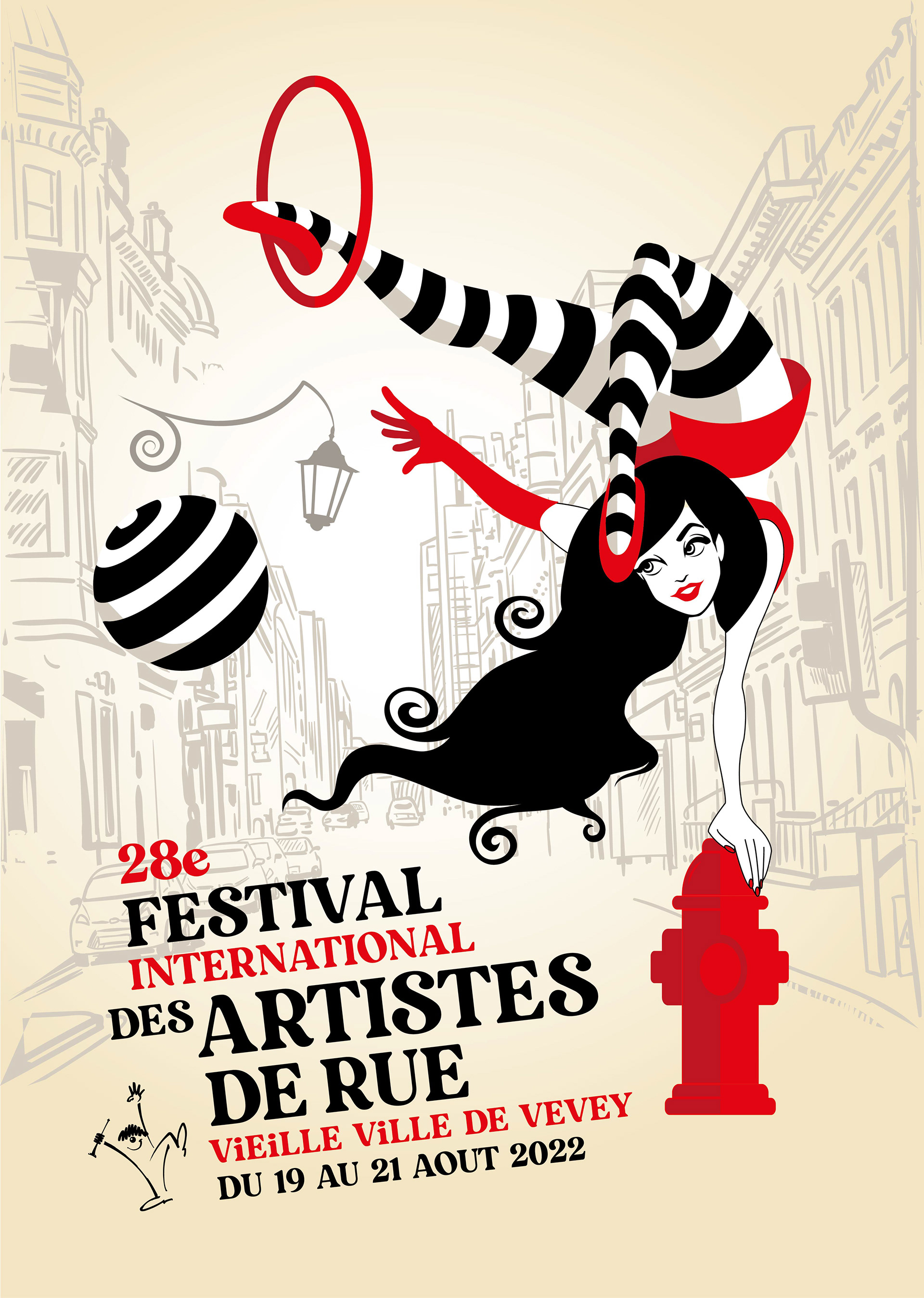Affiche illustrée Festival des Artistes de Rue - Rachel Volery - Graphiste Genève