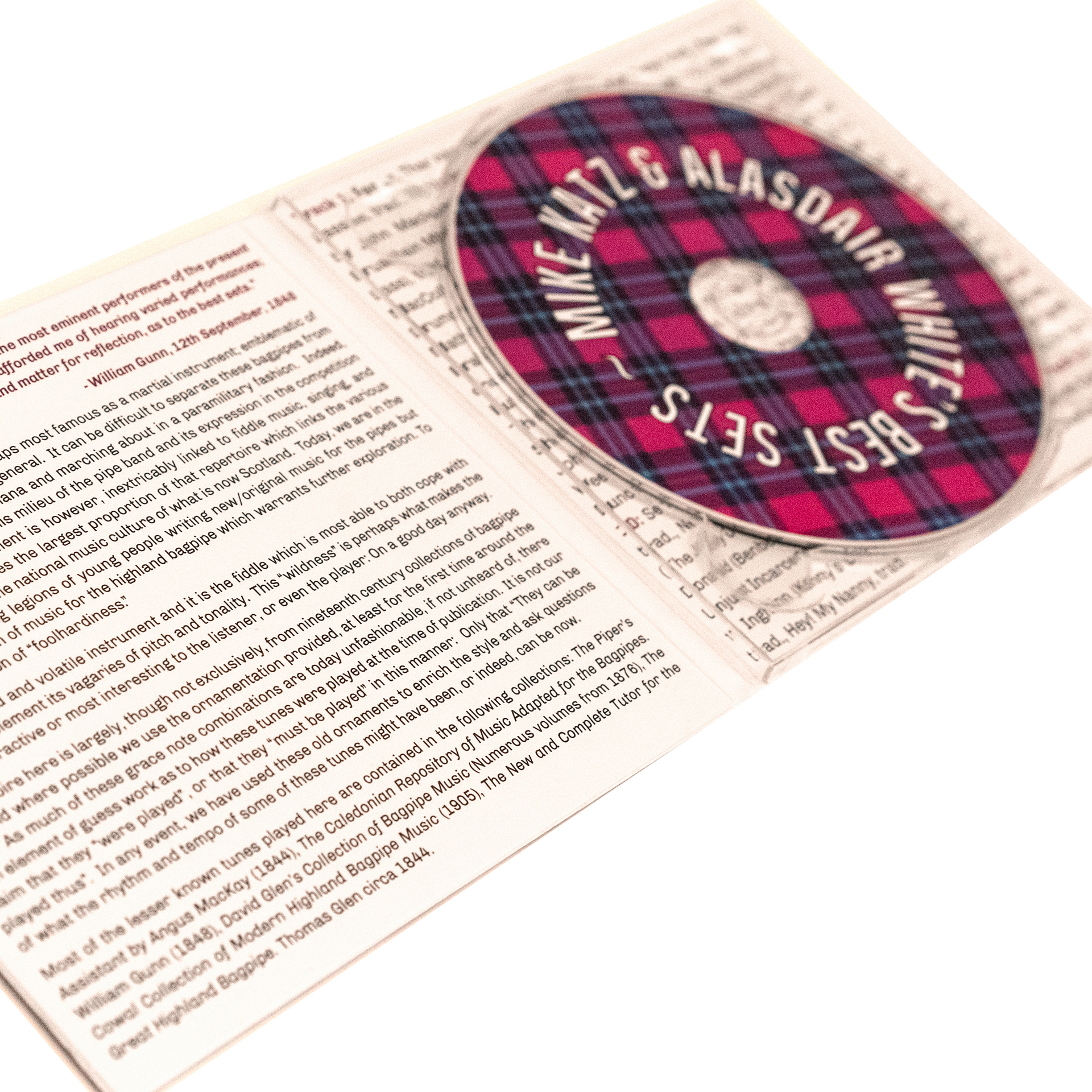 Mike Katz and Alasdair White's "Best Sets." This was a fun one! We decided on a loud tartan pattern to serve as a motif throughout the design, being at the same time light-hearted and traditional (sort of). 