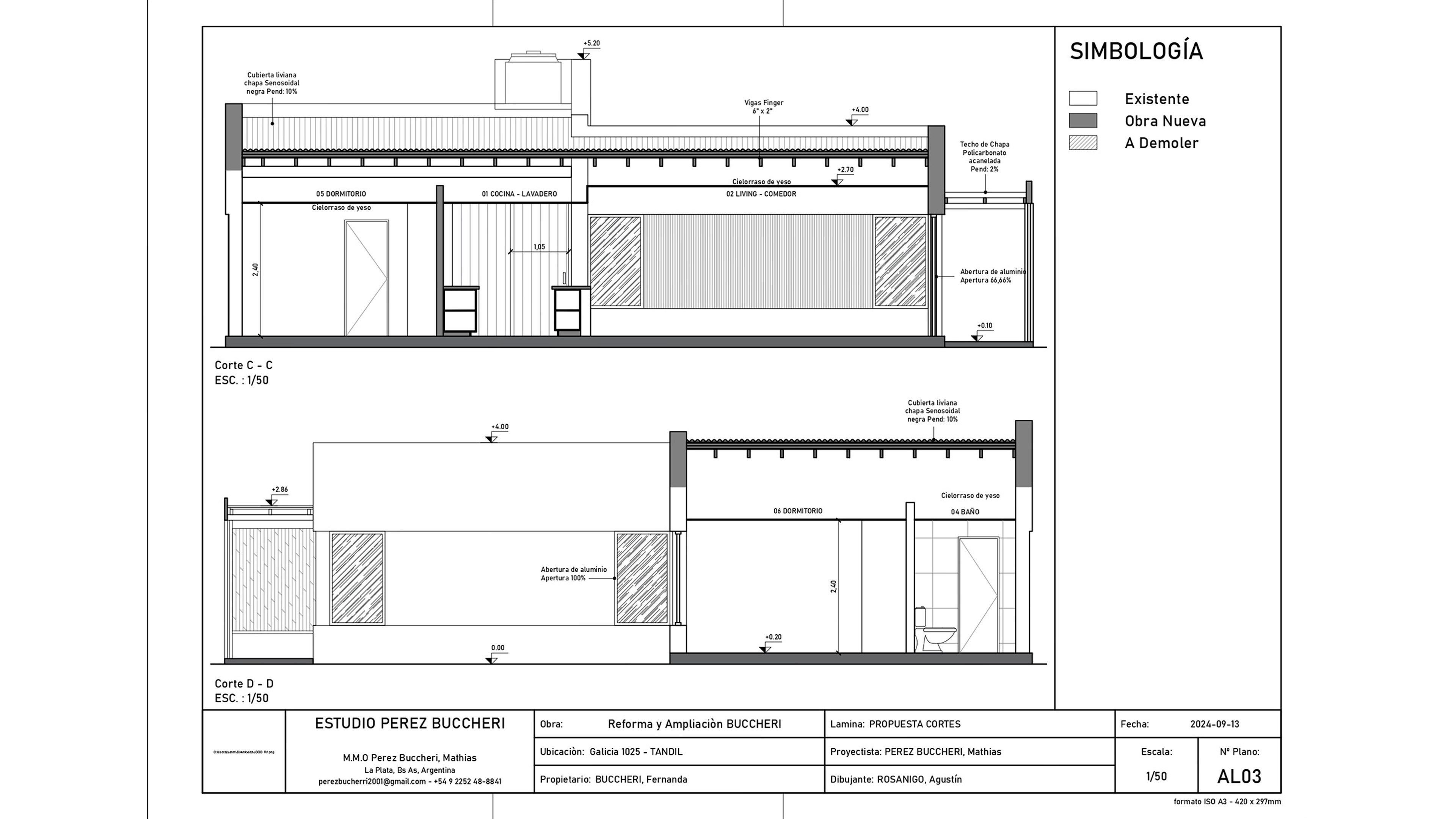 Proyecto Vivienda Tandil - Cortes Transversales