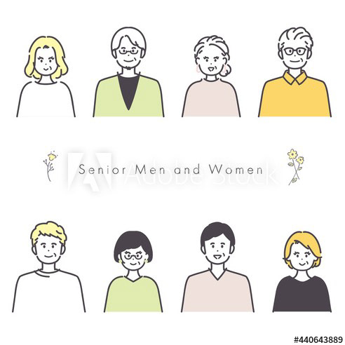 シニア男女のアイコンイラスト素材