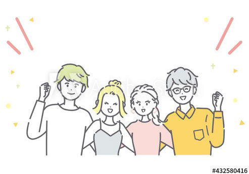 肩を組む男女のイラスト素材