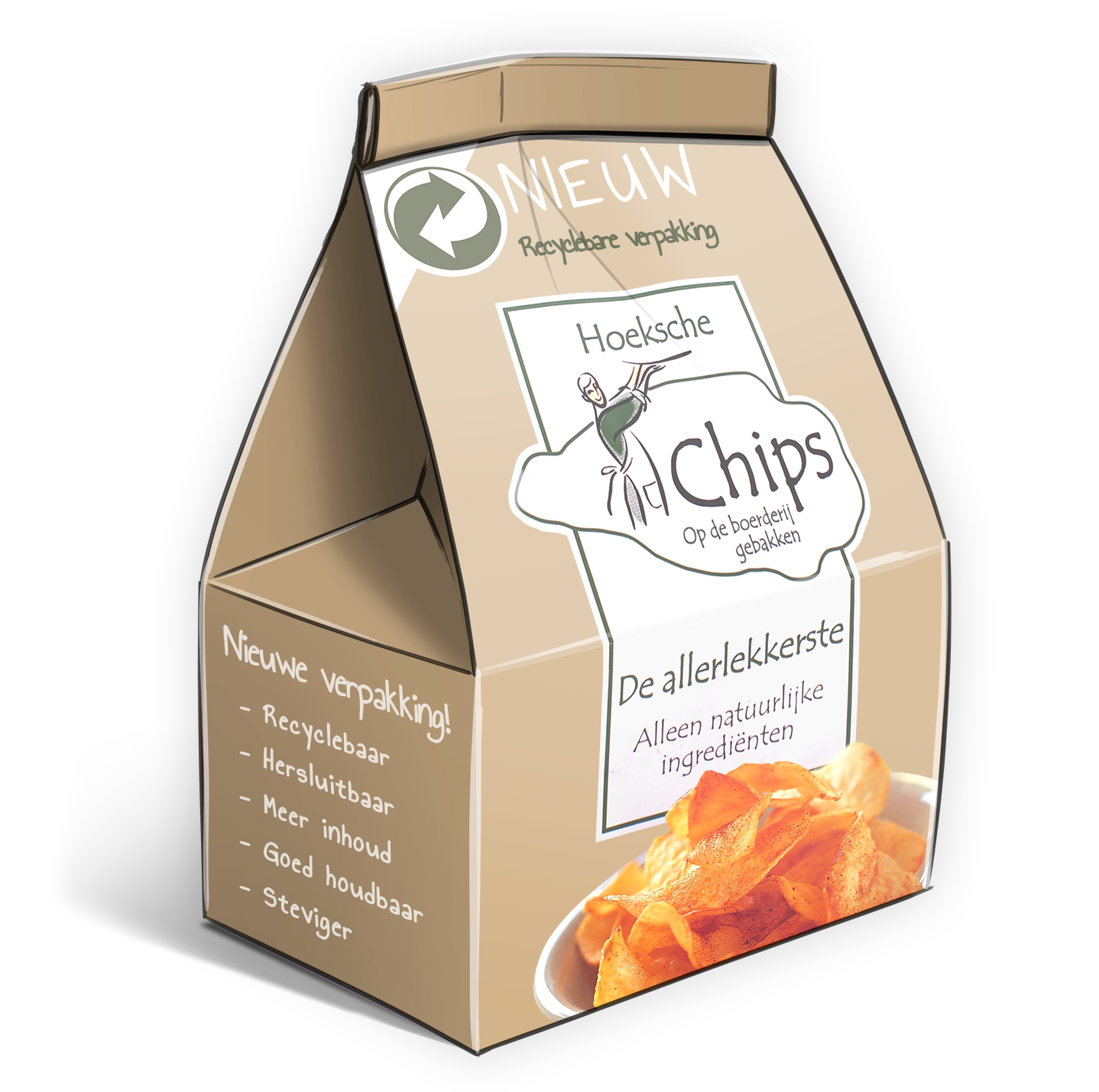 Schets van de chipsverpakking