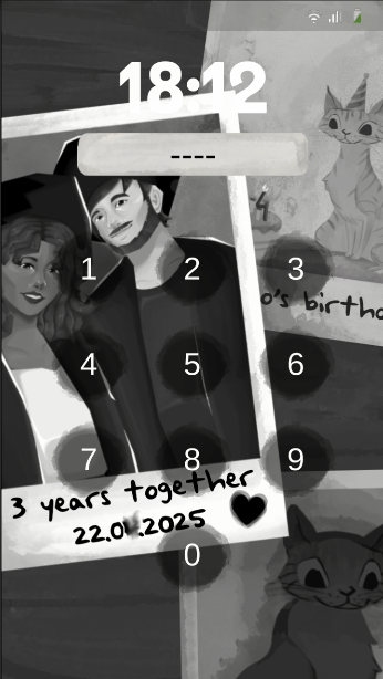 What the lockscreen look like in the game (the cats was created by another da in the team)