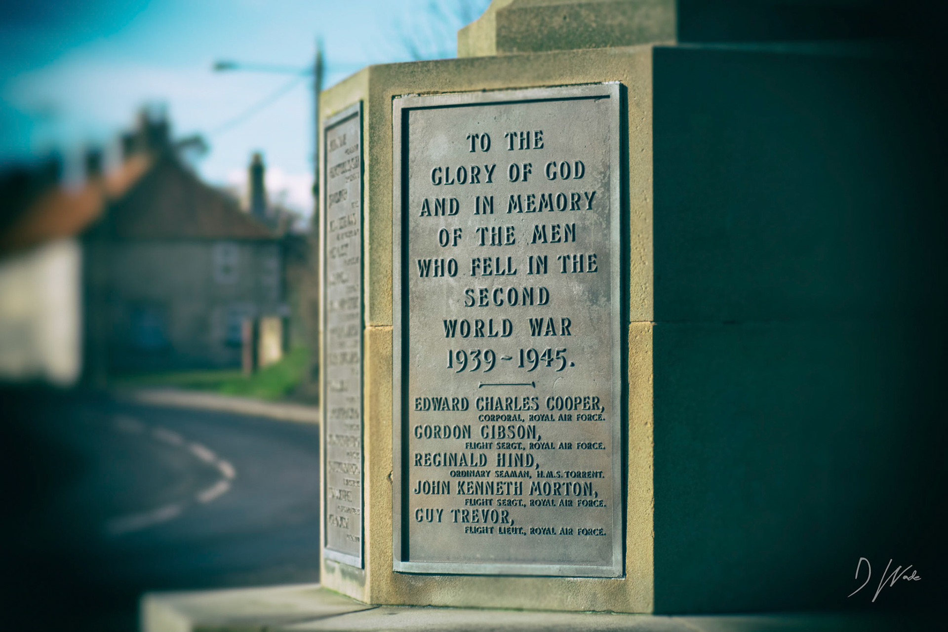 Bathed in cool late winter sunshine, is the war memorial at Castle Eden, County Durham. Lest we Forget.
