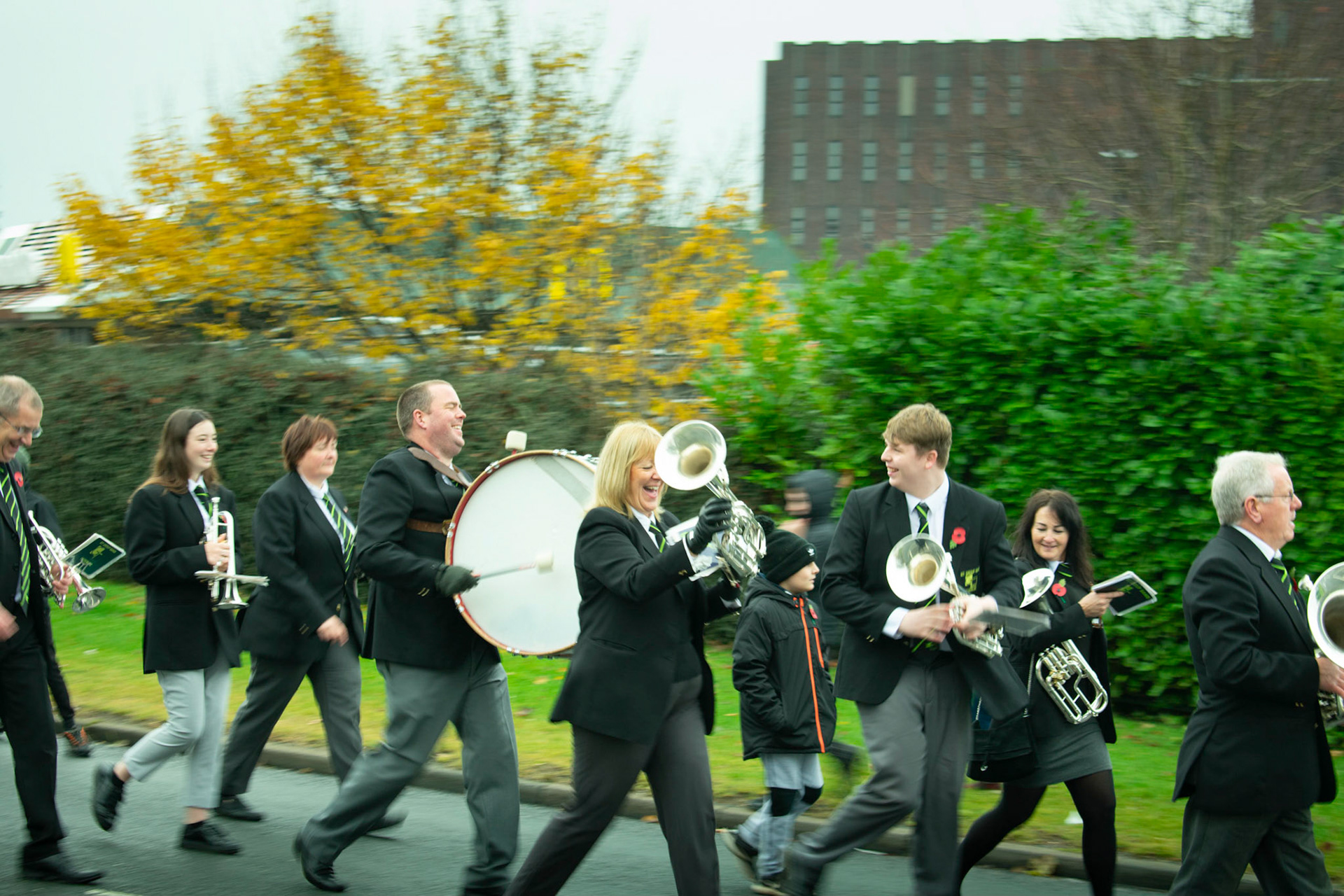 Remembrance Day parade in Peterlee, County Durham.