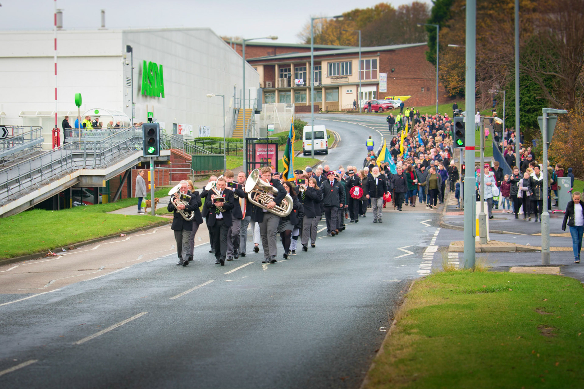 Remembrance Day parade in Peterlee, County Durham.