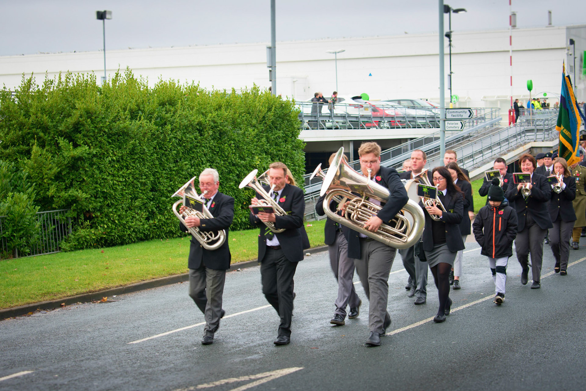 Remembrance Day parade in Peterlee, County Durham.