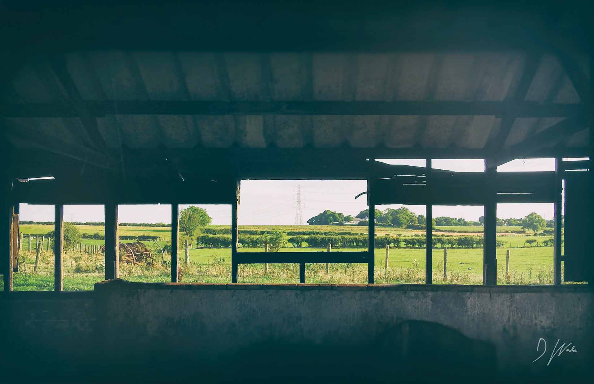 The windows frame various parts of the landscape ahead.