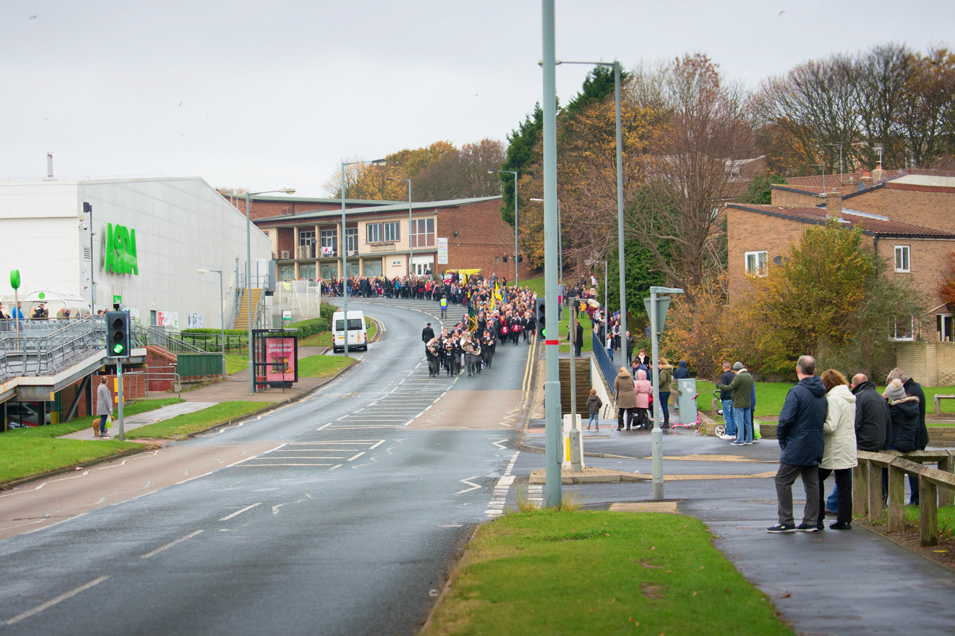 Remembrance Day parade in Peterlee, County Durham.