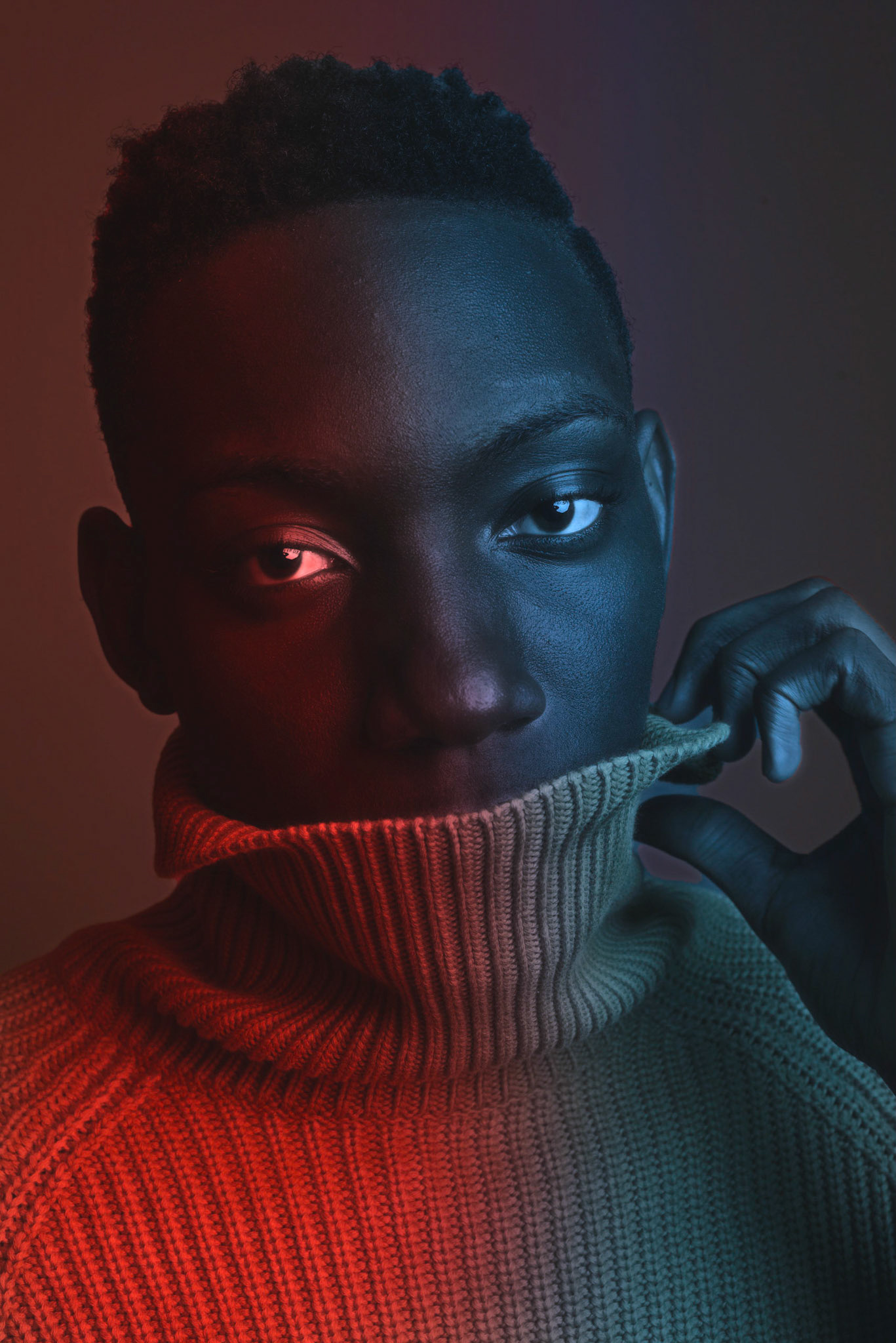 Original photo by Collis from Pexels. Experimenting with adding red and blue colours to this portrait. I believe it adds an additional bit of drama to the image.
