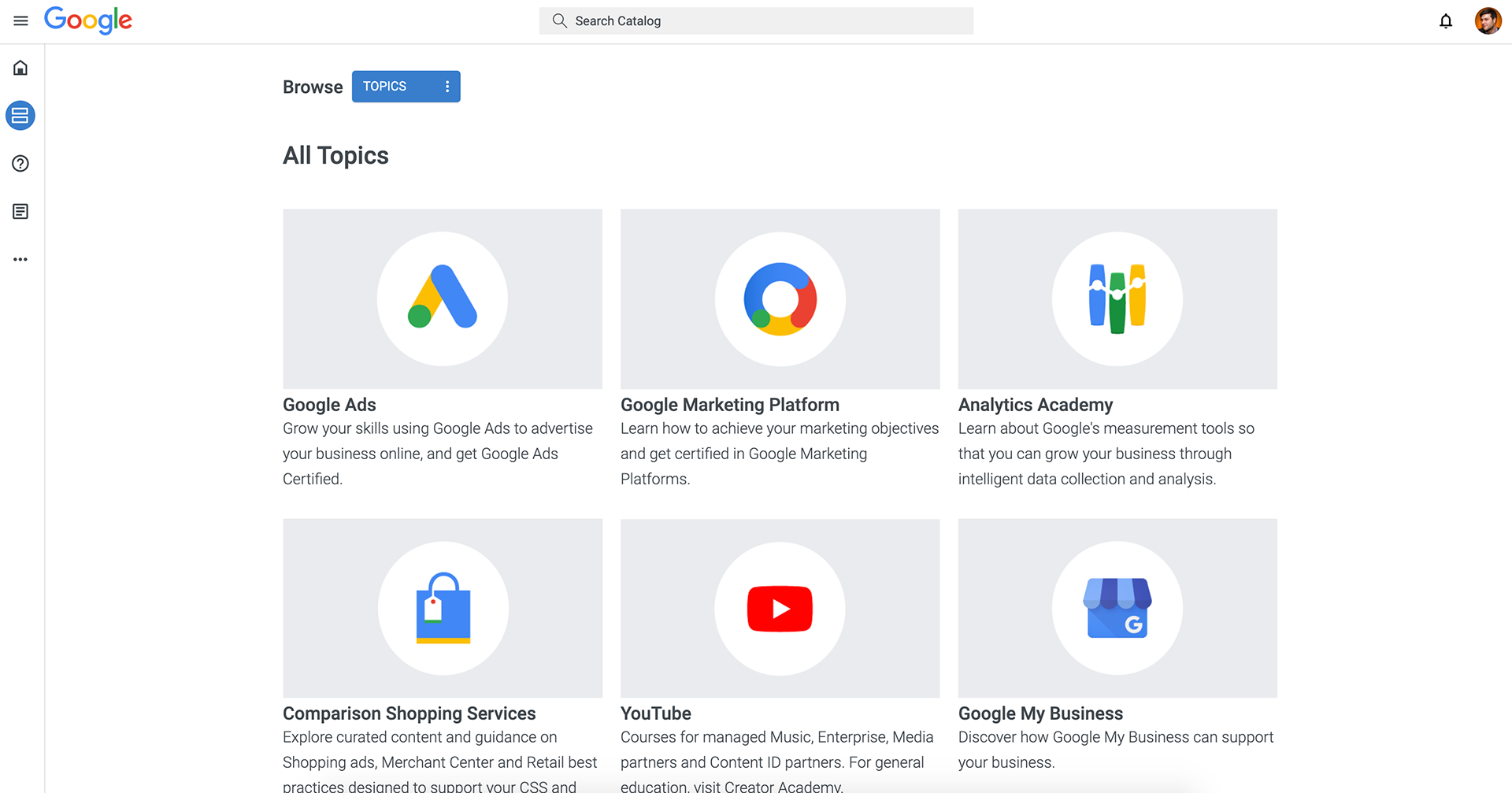 Skillshop Topic Catalog