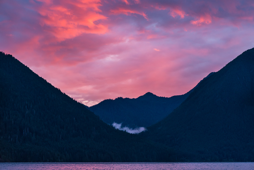 Lake Cushman Sunset with Olympic Mountains