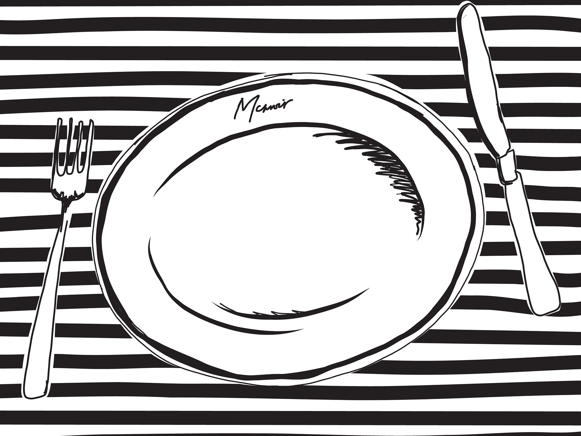 Custom drawing used for collateral, website and menu design.