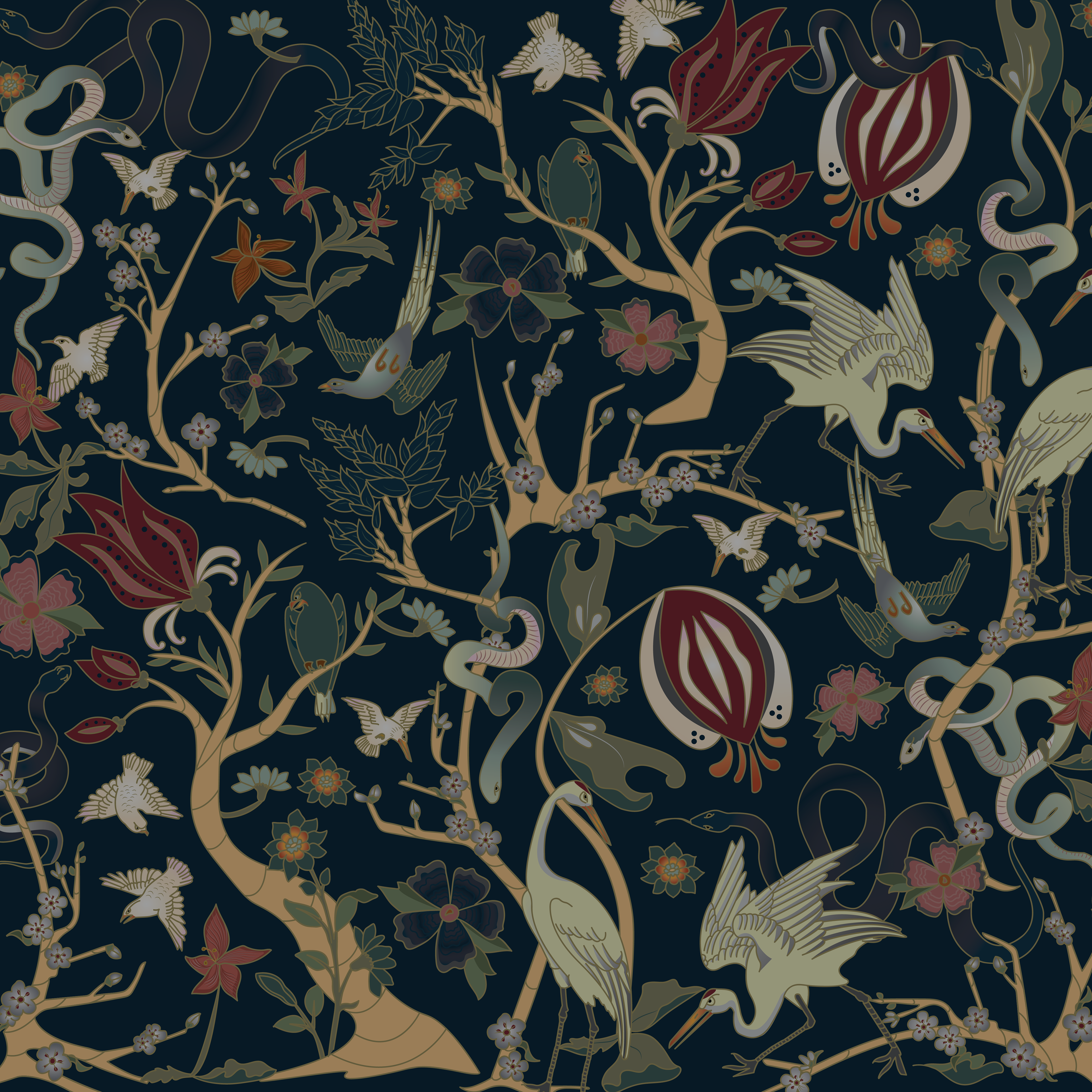 Custom hand drawn illustration for interior elements and art.