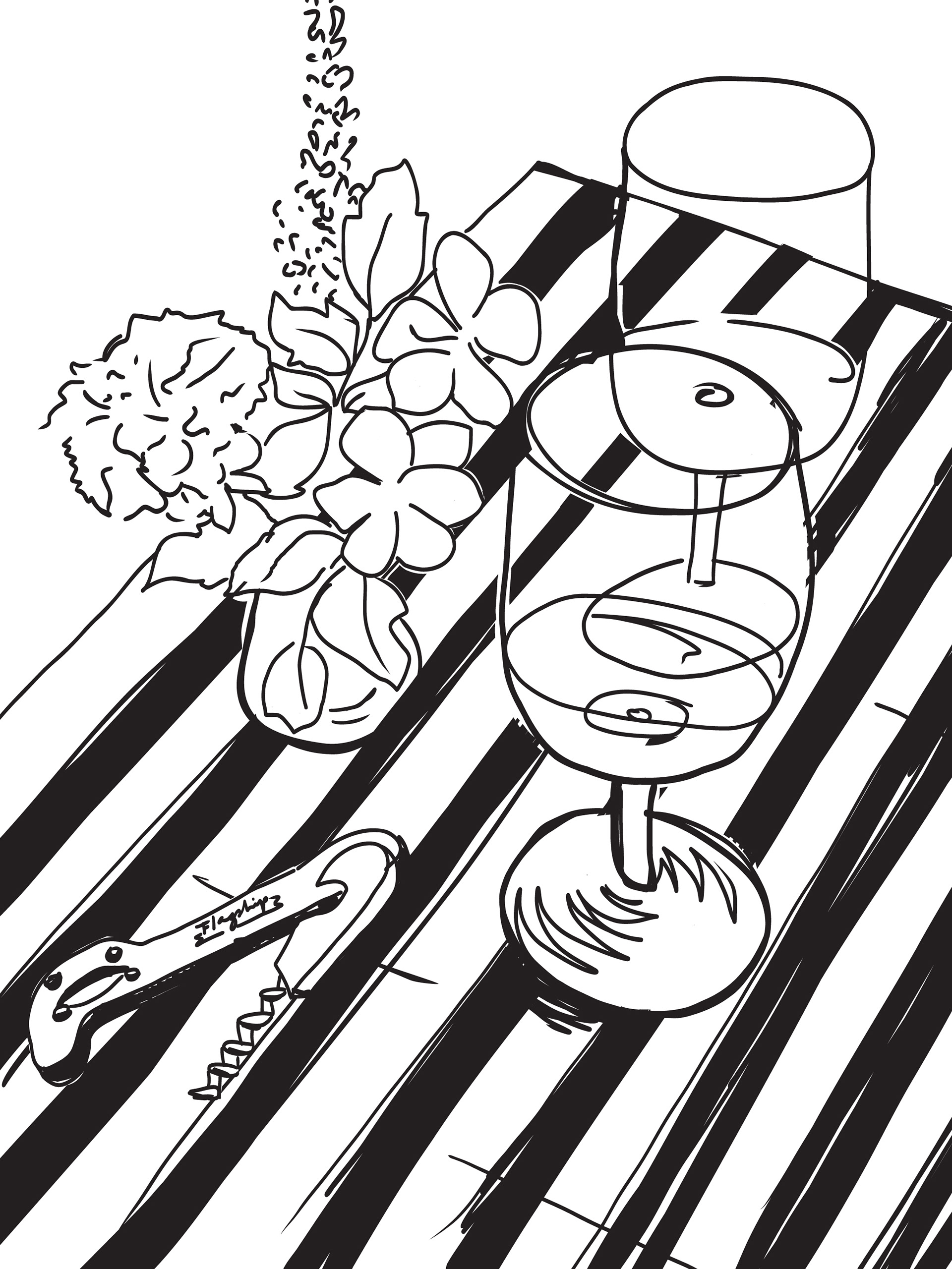 Custom drawing used for collateral, website and menu design.