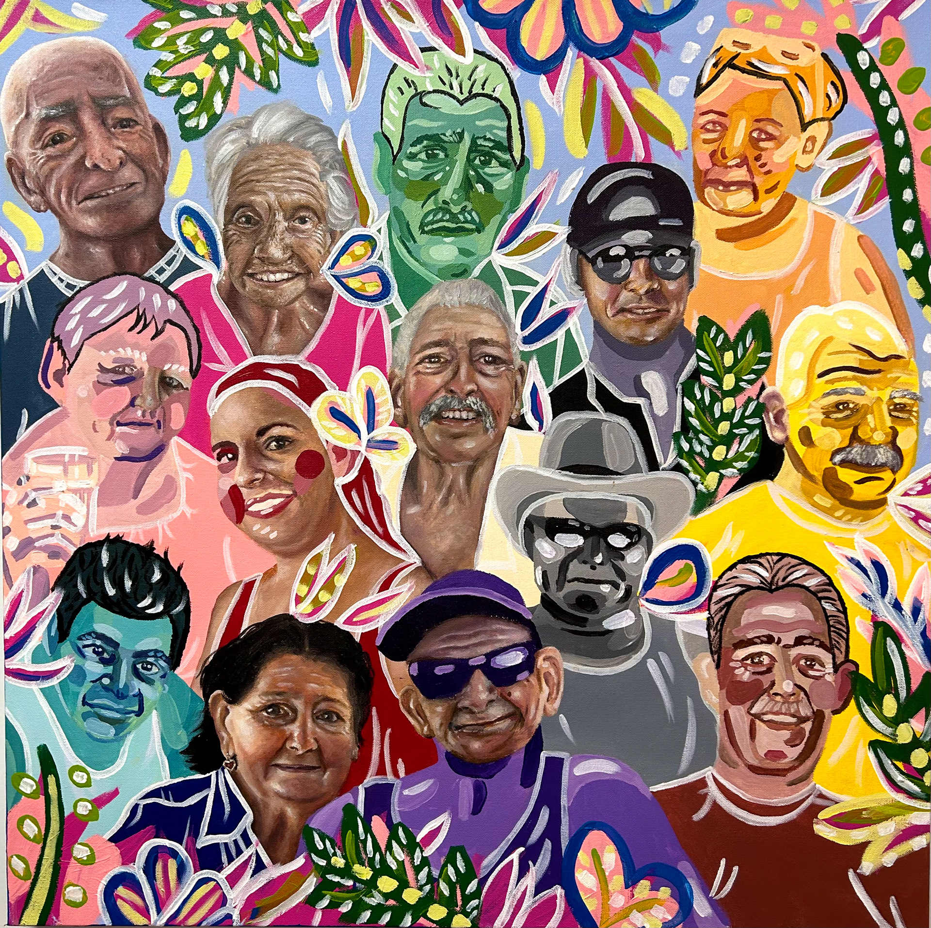 "La Familia: Cuba" 30" x 30", acrylic on canvas 2023
