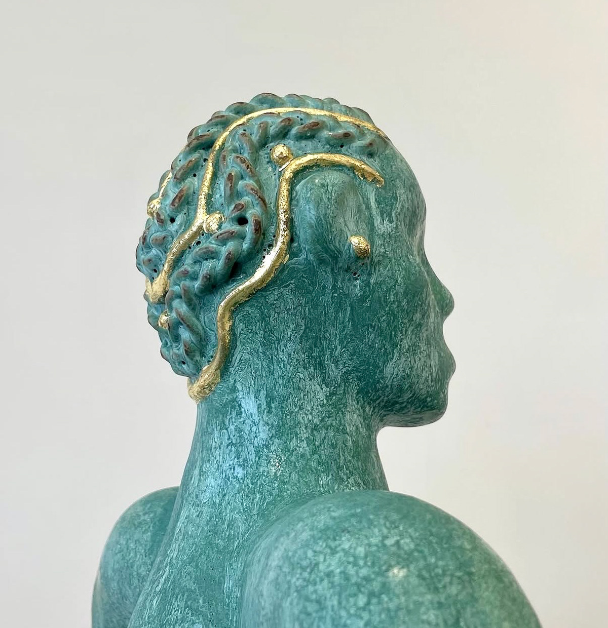 The Spirit of Fante, (2022) 15 × 9 × 8 .5 in, Ceramics, Gold Leaf