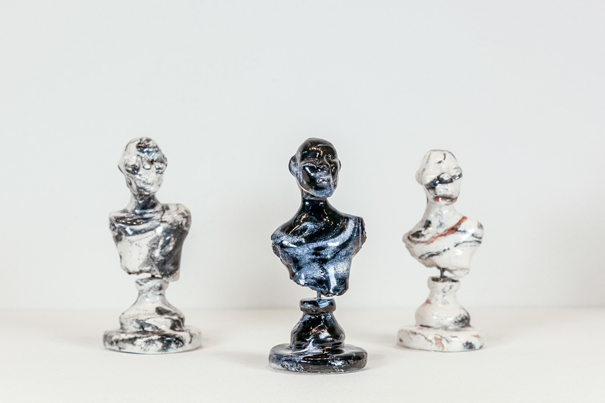 Three Pedestals, ( 2019) 1.5 x 1 x 3 in. Ceramics