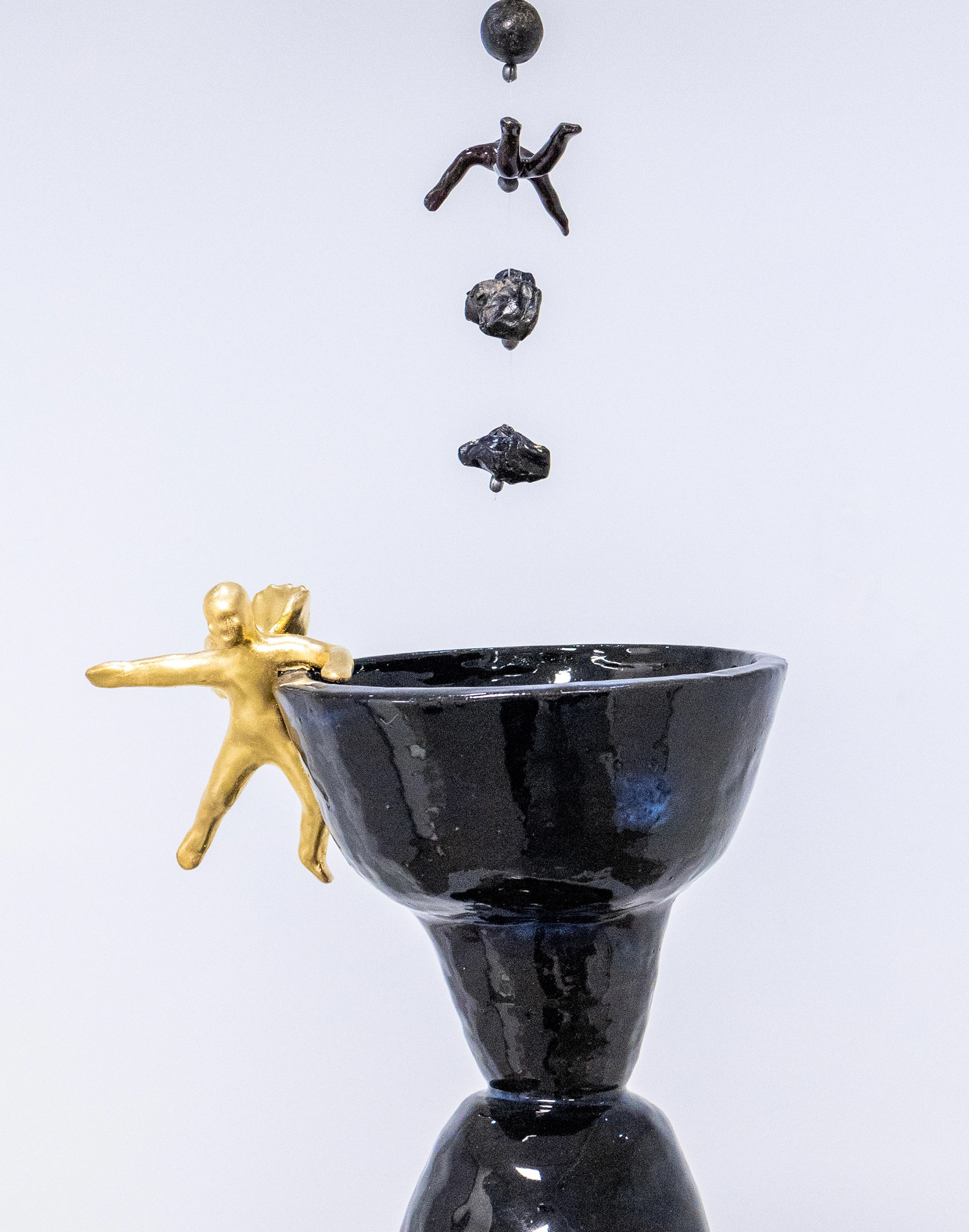 Black Horizon, (2024)   14 x 9 x 14 in. Ceramics, Gold Leaf
