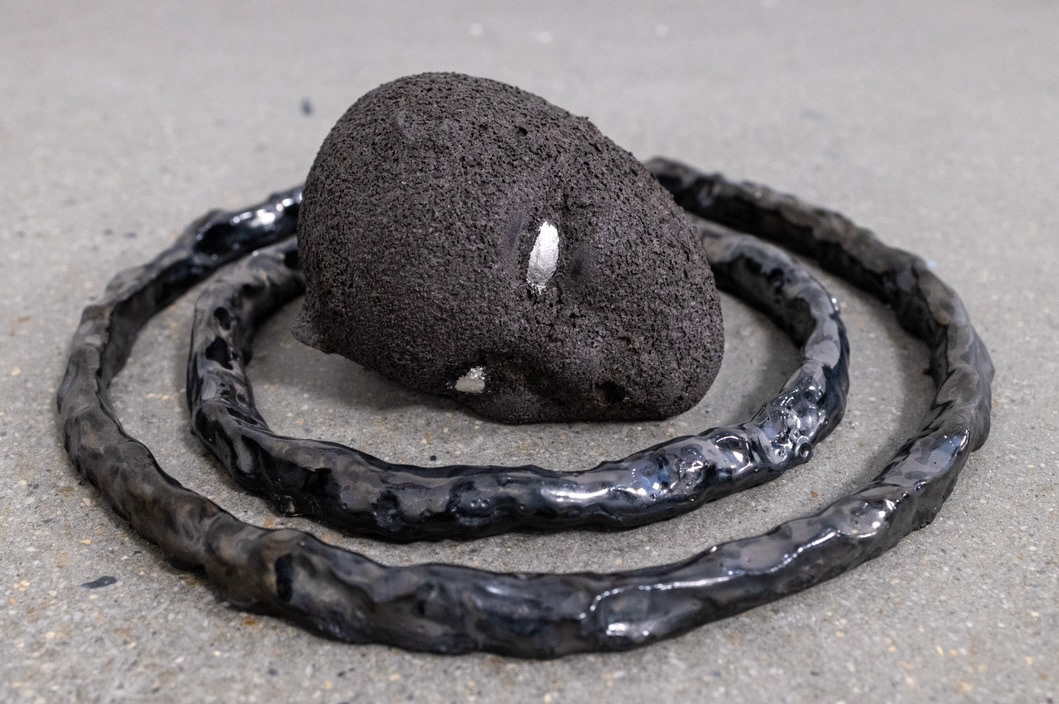 Eyes of Heaven Ground, (2024) 12 x 12 x 4 in. Ceramics, Silver Leaf