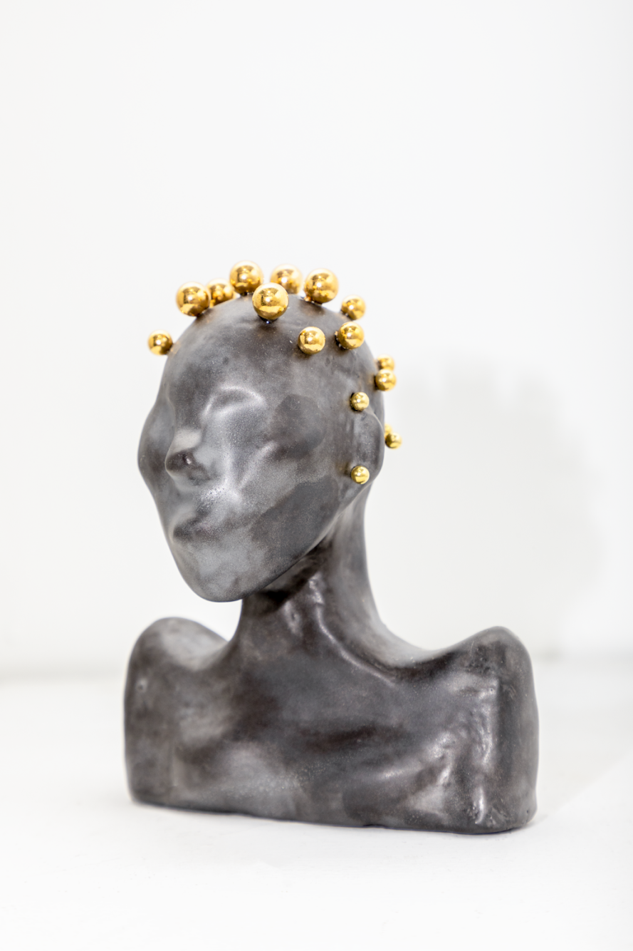 Impale, (2019)  4 x 3 x 5 in.  Ceramics, Gold Studs