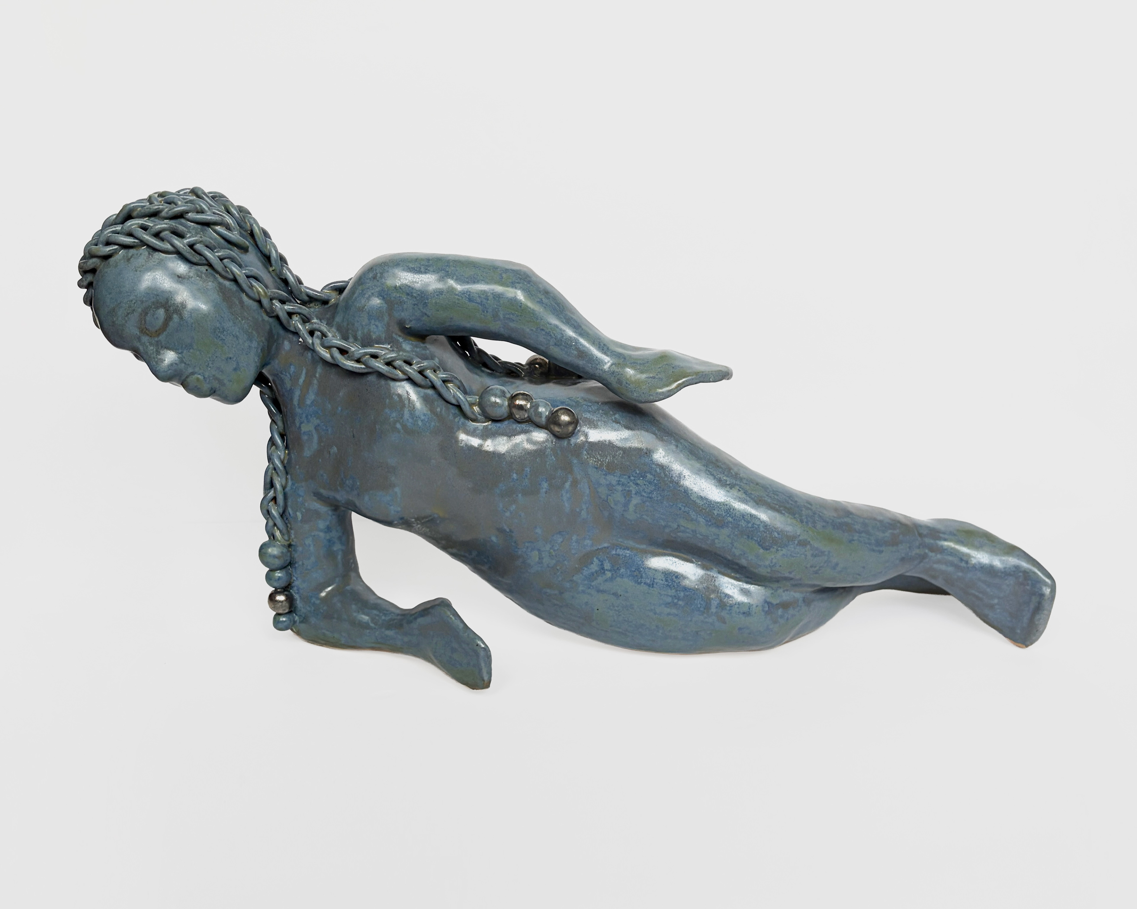 Stellar Settle, (2026) 10 x 21 x 5 in.  Ceramics, Silver Luster