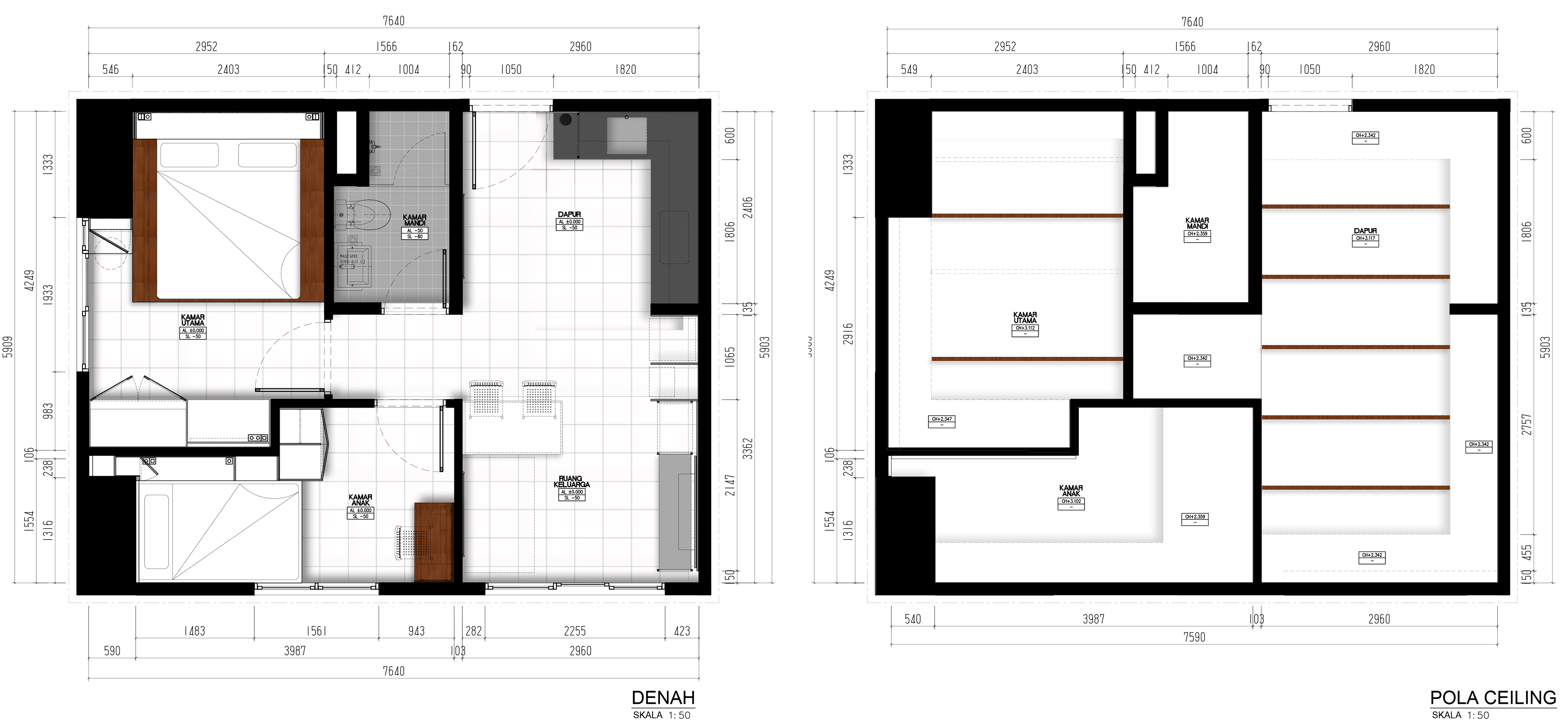 Denah Renovasi Interior Apartemen Jakarta Jabodetabek Cassa de Parco oleh Studio Slenpan