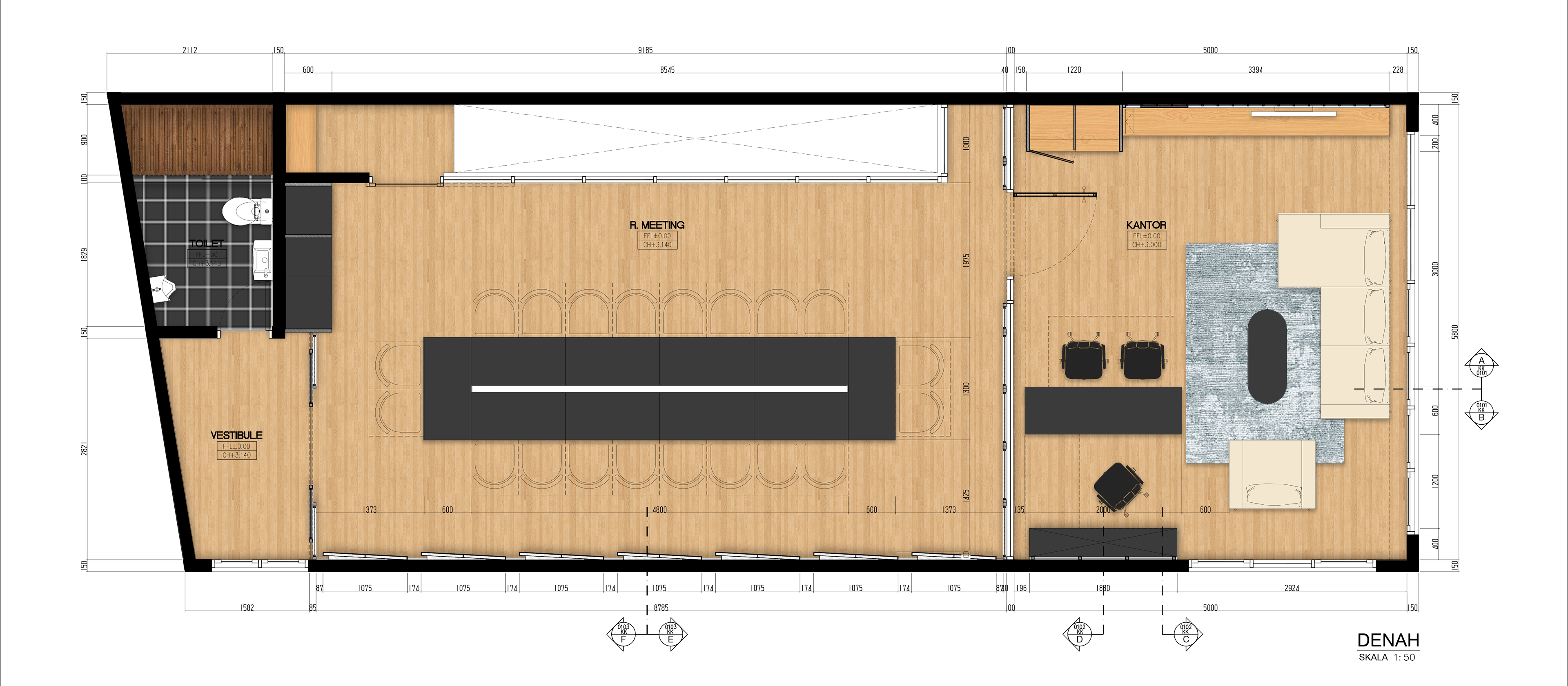Denah Kantor Baja Mulia Lestari desain renovasi kantor oleh Studio Slenpan