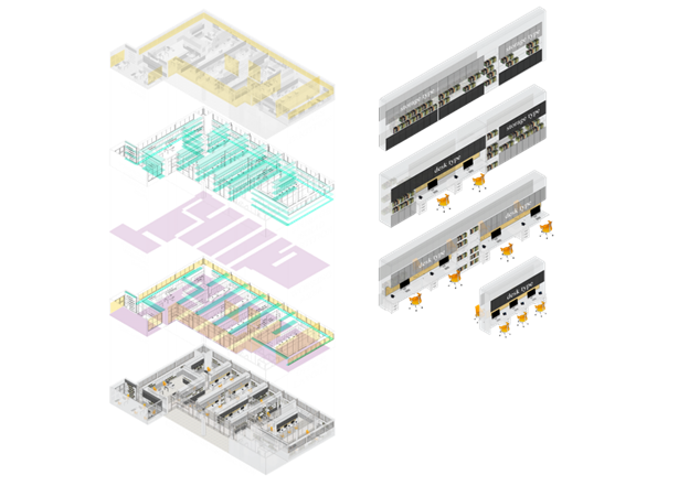 Diagram Desain Renovasi Interior Kantor Dekanat Fakultas Ilmu Pengetahuan Budaya Universitas Indonesia Depok oleh Studio Slenpan