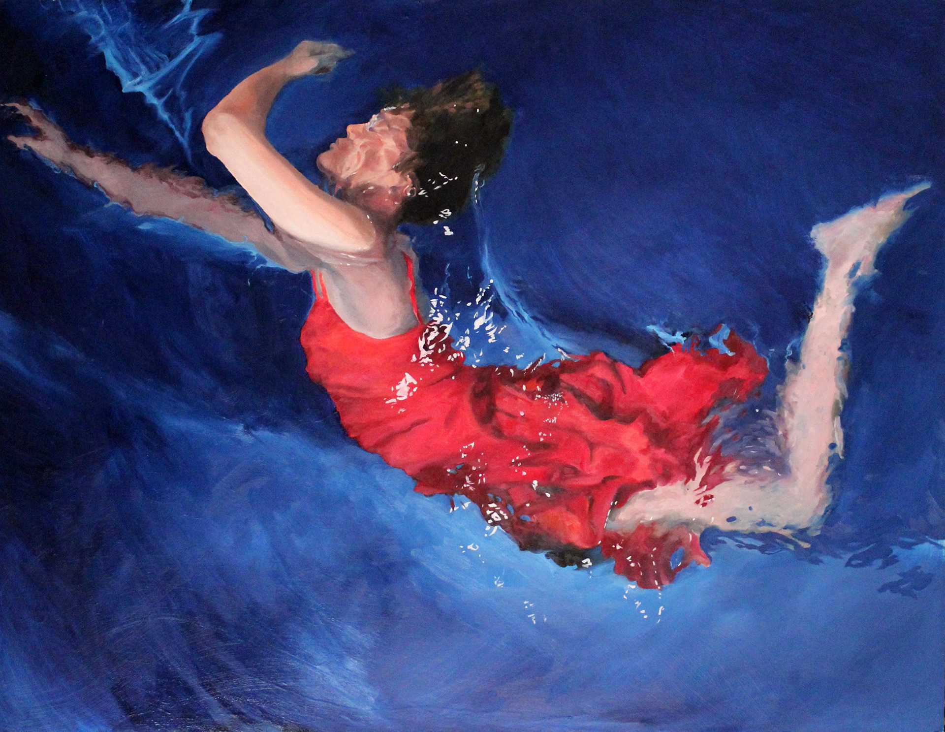 Girl in the Red Dress 36x48" Oil on Canvas