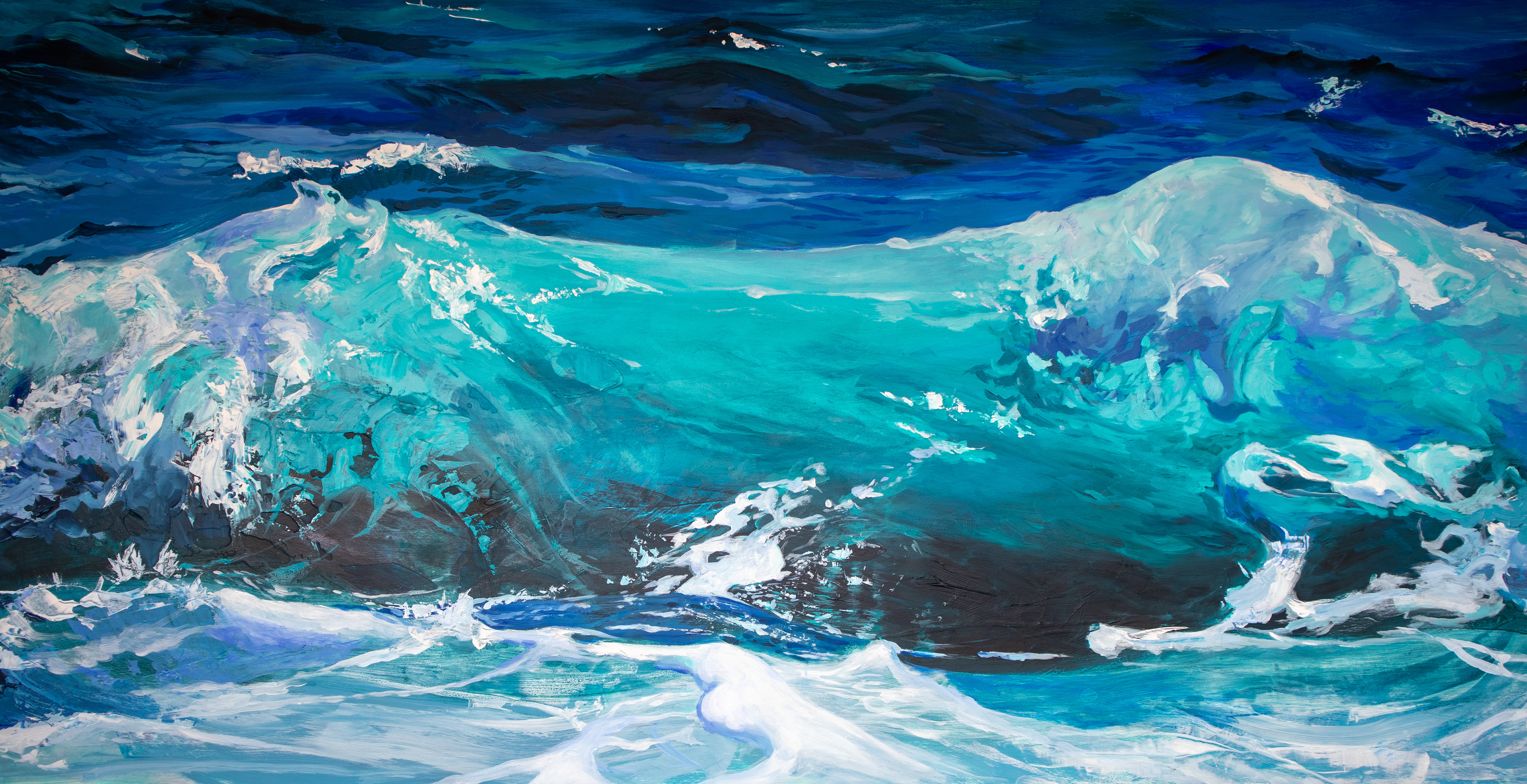 Wave. Oil on Wood. 36x72".
